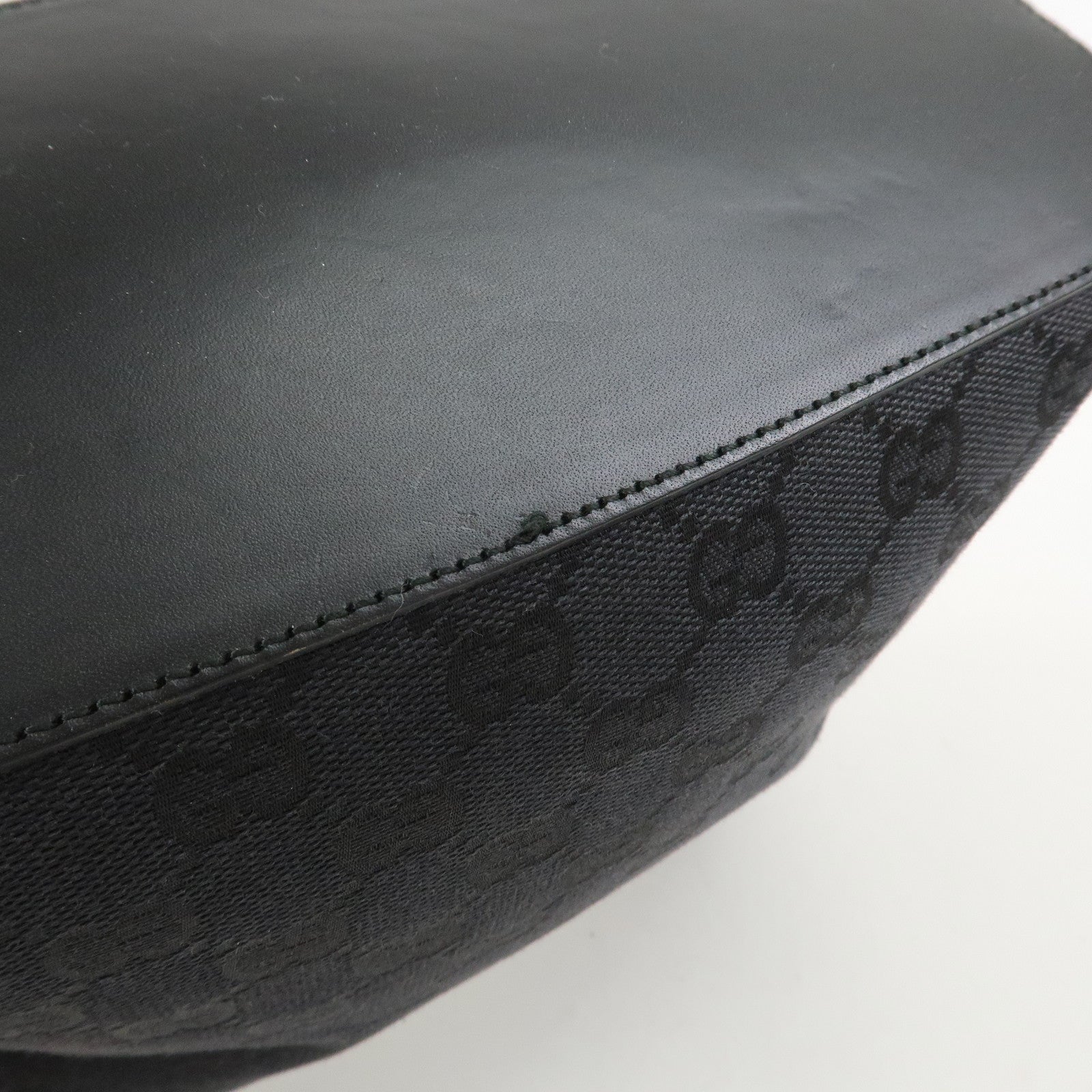 GUCCI Logo GG Canvas Leather Shoulder Bag Hand Bag Black 001.3814