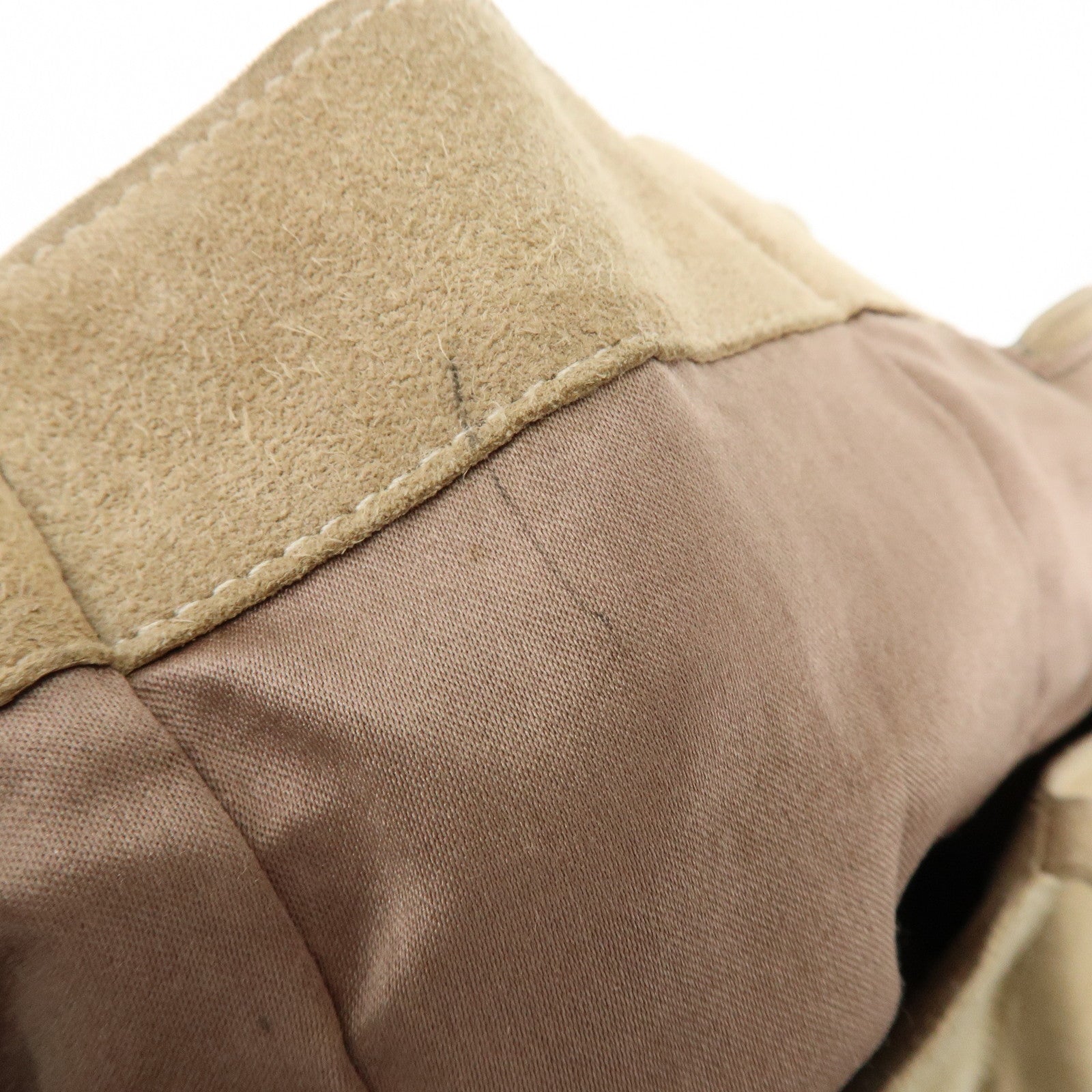 CHANEL Suede Patchwork Shoulder Bag Tote Bag Beige
