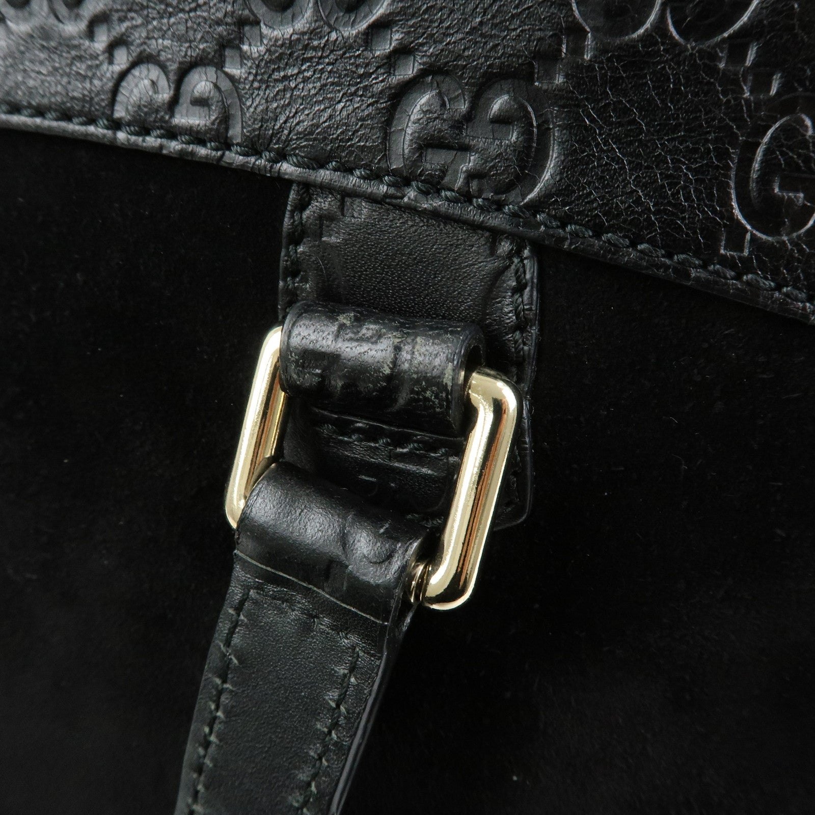 GUCCI Guccissima Leather Suede Hand Bag Shoulder Bag Black 295530