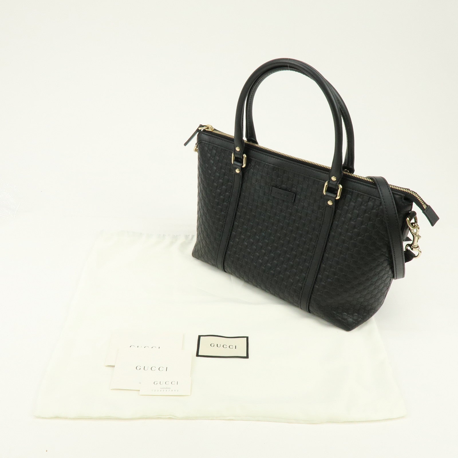 GUCCI Micro Guccissima Leather 2Way Bag Hand Bag Shoulder Bag Black