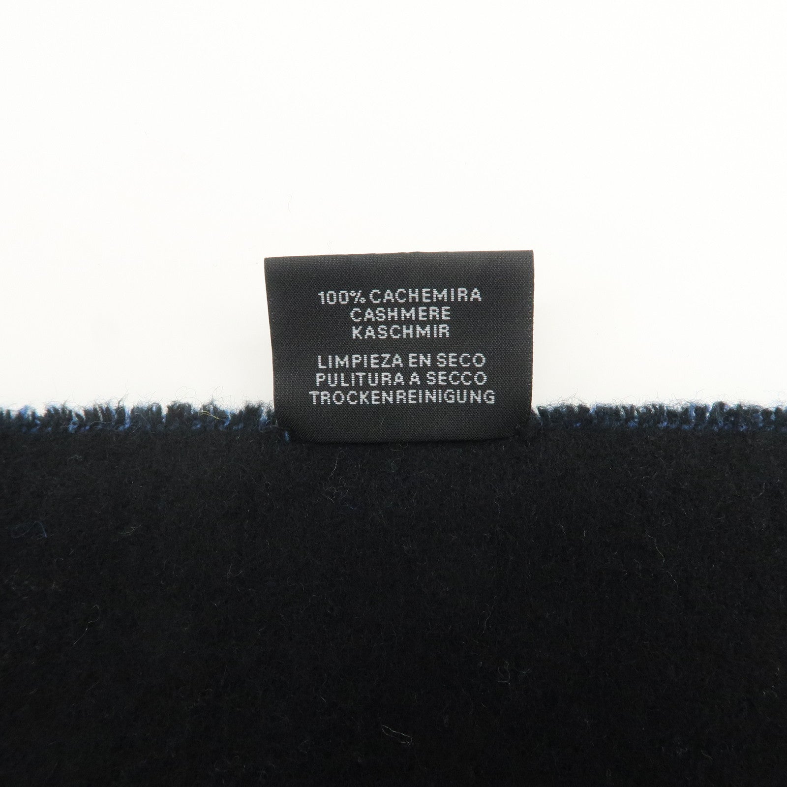 HERMES Cashmere 100% Scarf Blue Black