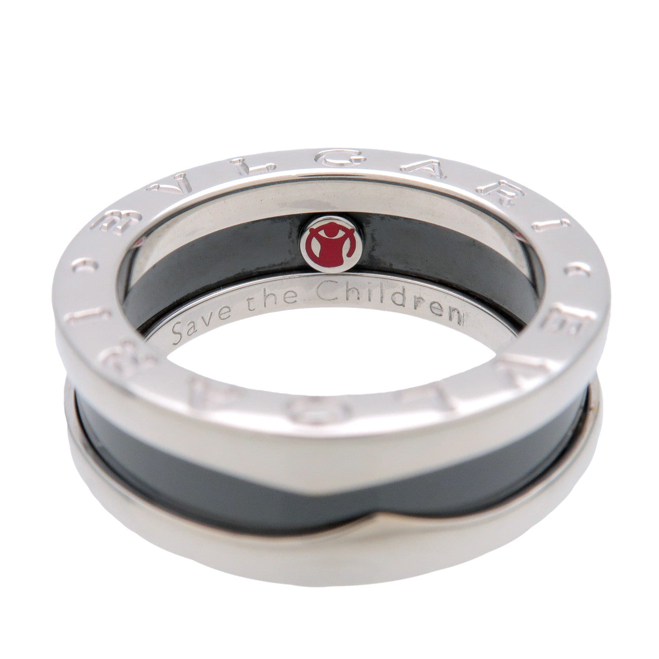BVLGARI B-Zero1 Save the Children Ring SV925 Black Ceramic US4.5