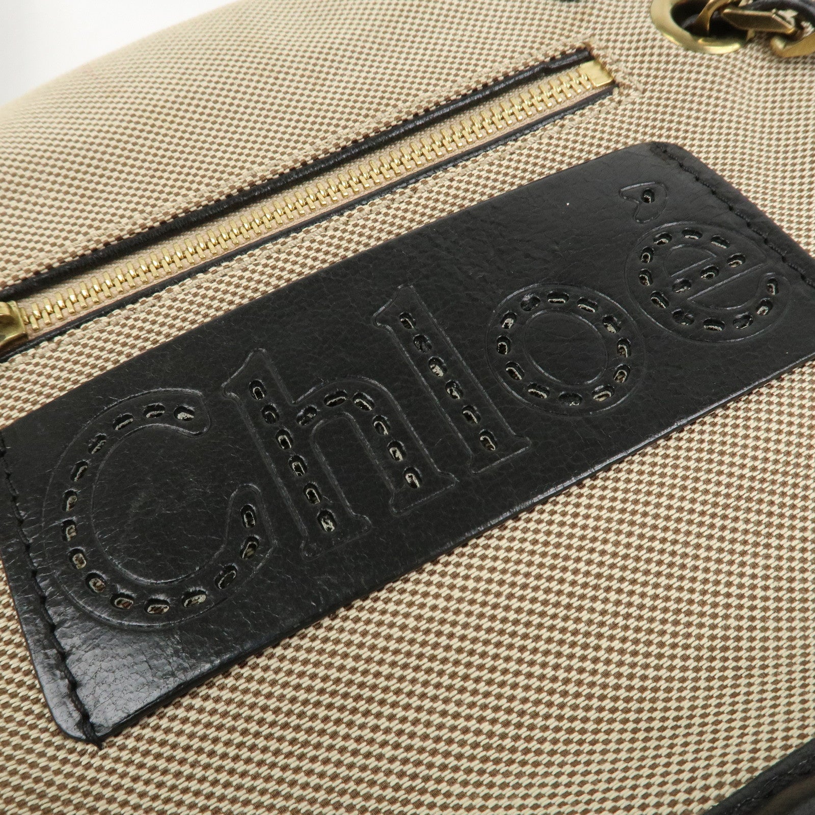 Chloe Harley Canvas Leather 2Way Bag Hand Bag Shoulder Bag Black