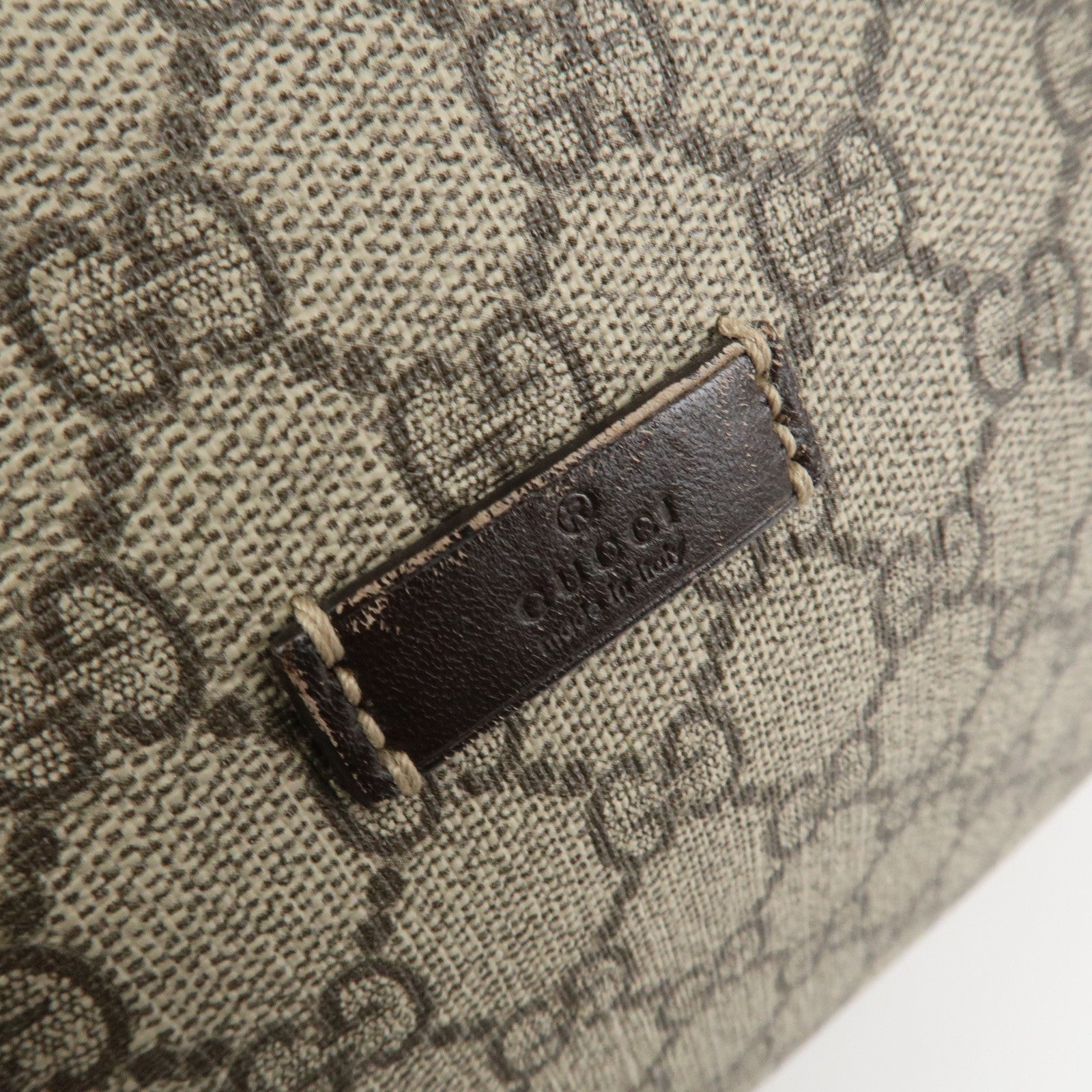 GUCCI GG Supreme Leather Clutch Bag Pouch Beige 189818 Used