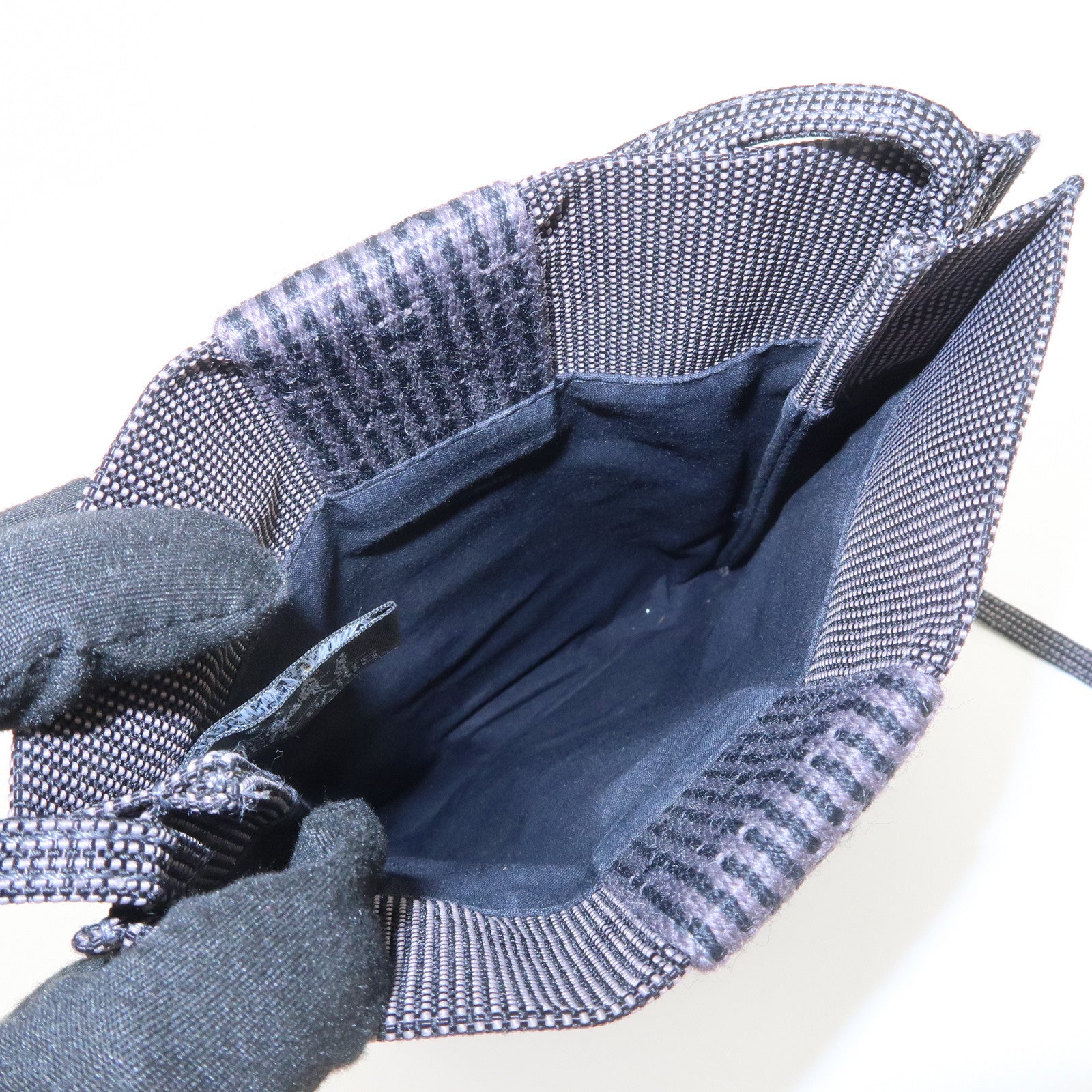 HERMES Herline Herbag Canvas Shoulder Bag Crossbody Bag Black