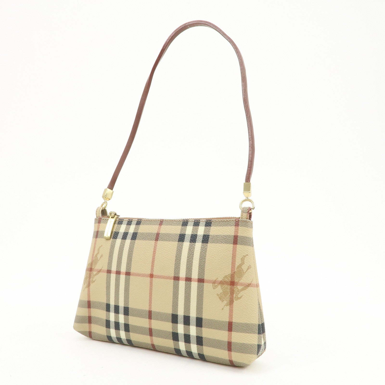 BURBERRY Nova Plaid PVC Shoulder Bag Hand Bag Beige Brown