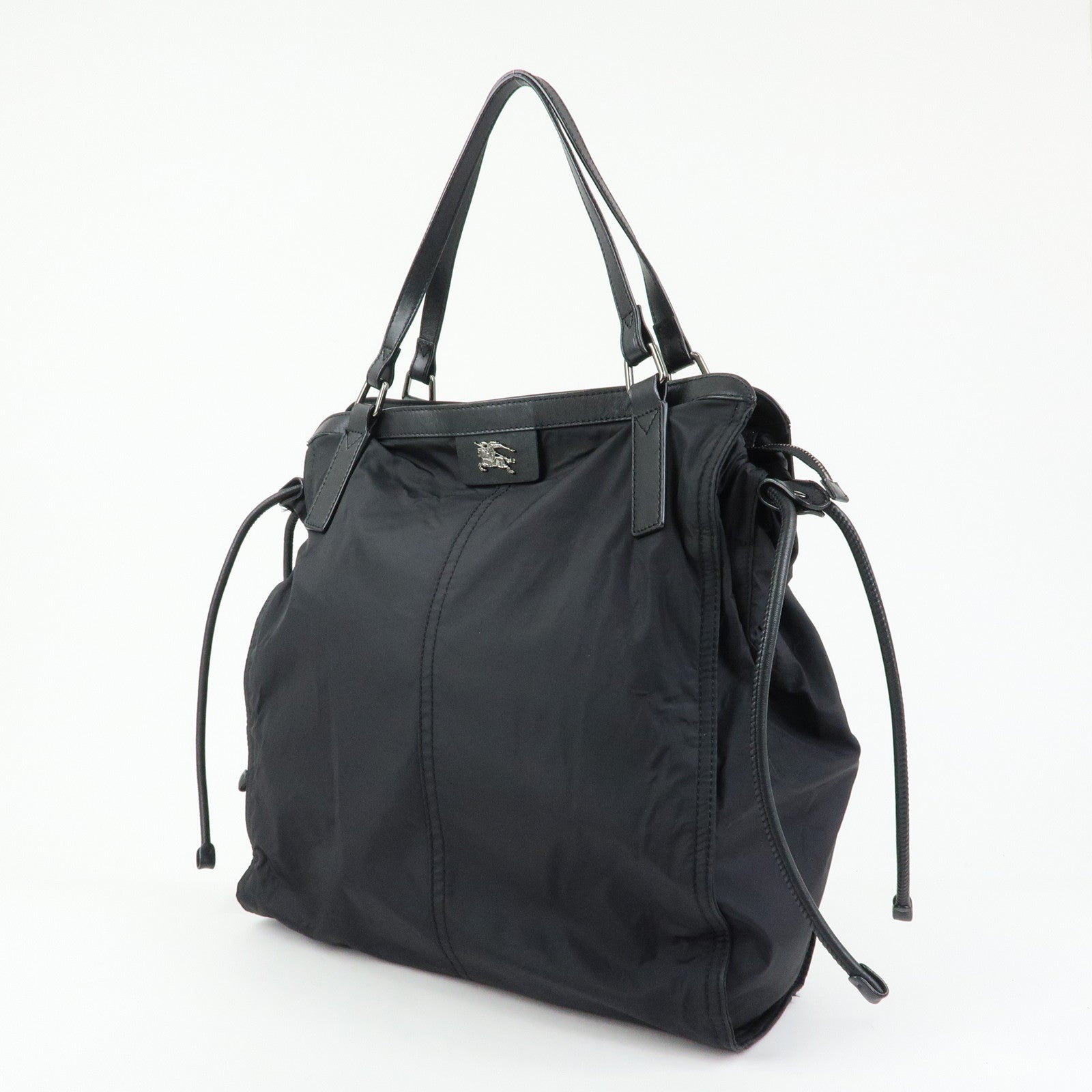 BURBERRY Nylon Leather Tote Bag Shoulder Bag Black