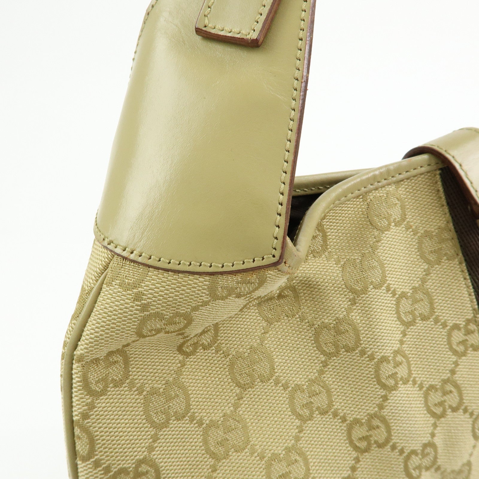 GUCCI Jackie Sherry GG Canvas Leather Shoulder Bag Khaki 00963