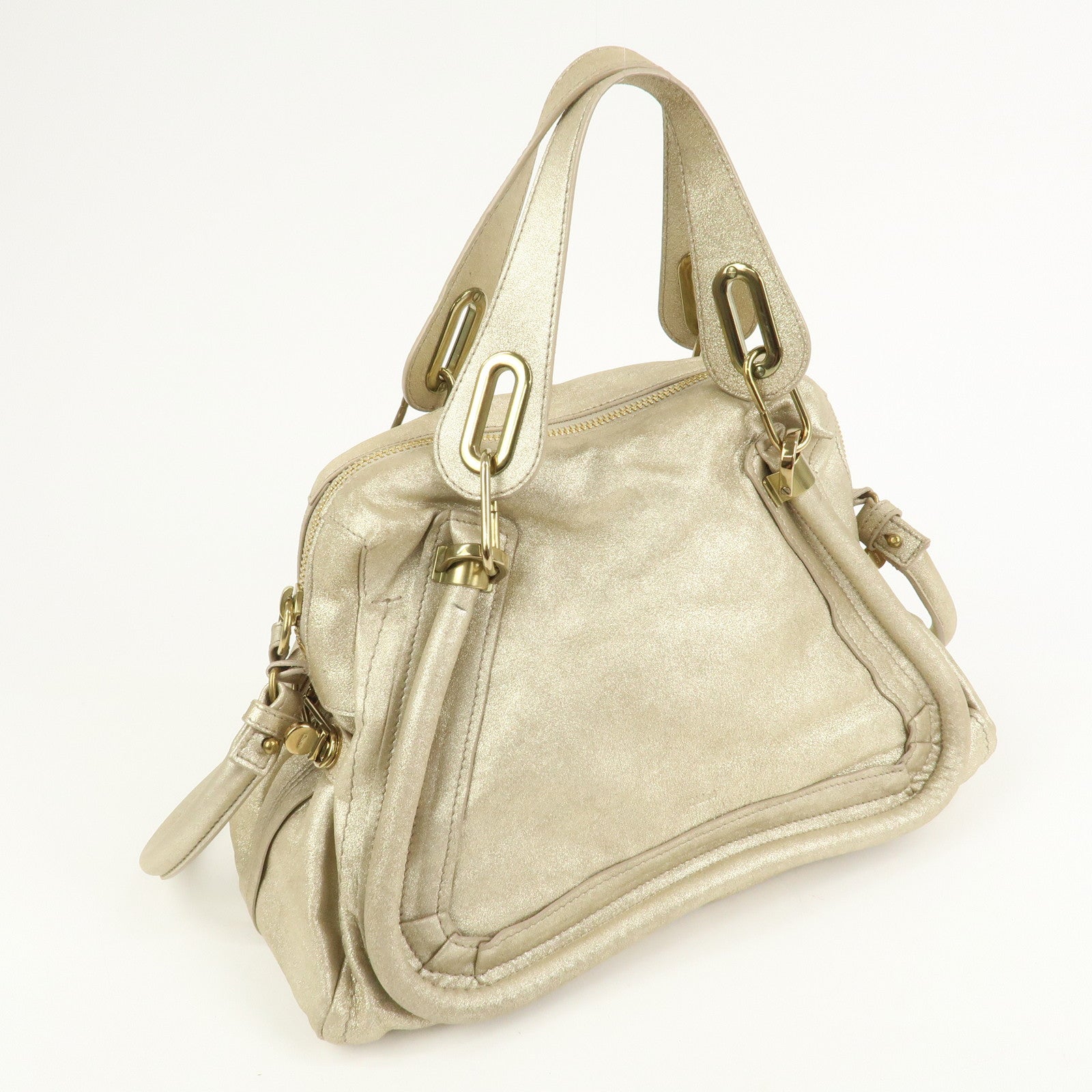 Chloe Paraty Leather 2Way Bag Hand Bag Shoulder Bag Gold 041056-09