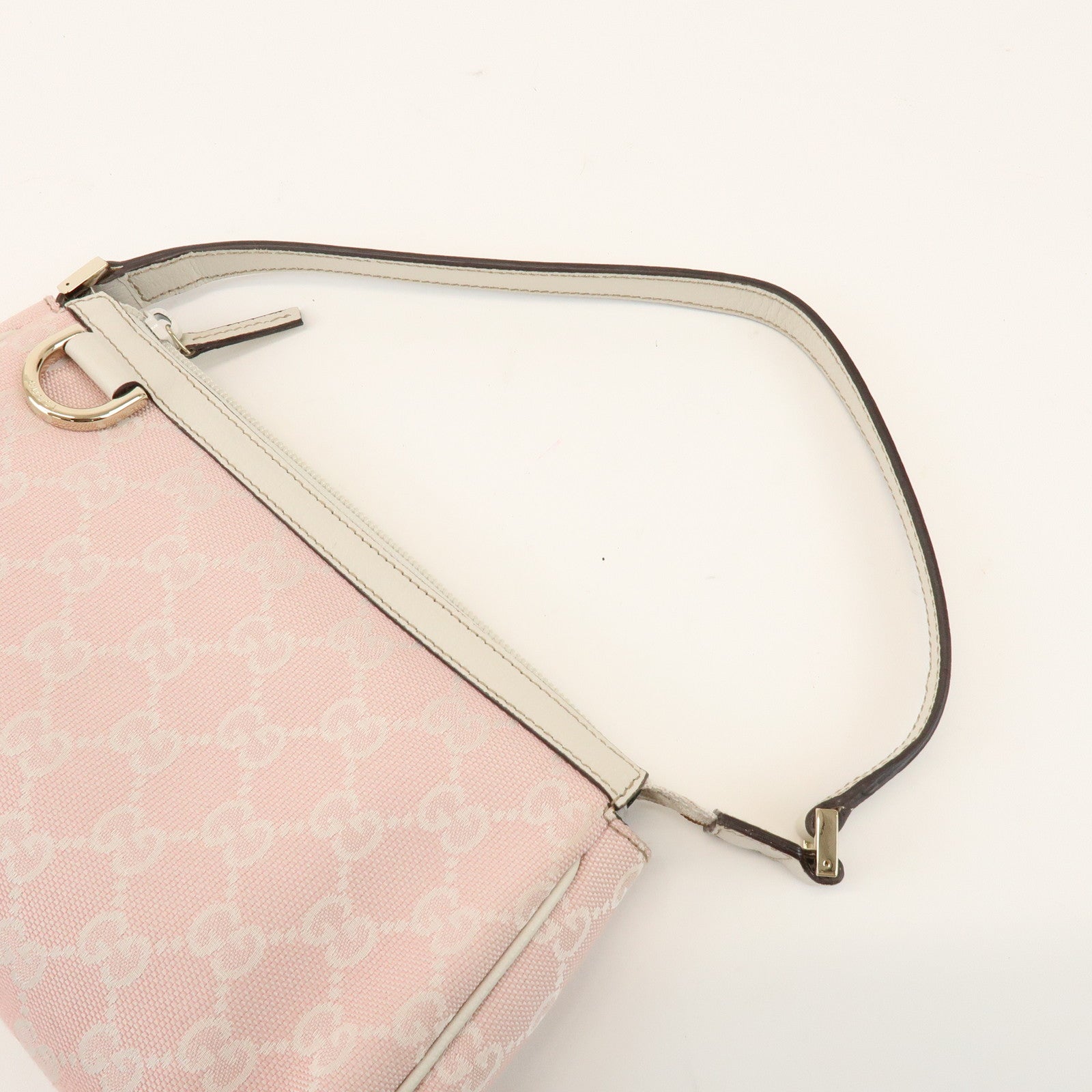 GUCCI Abbey GG Canvas Leather Accessory Pouch Hand Bag Pink 45750