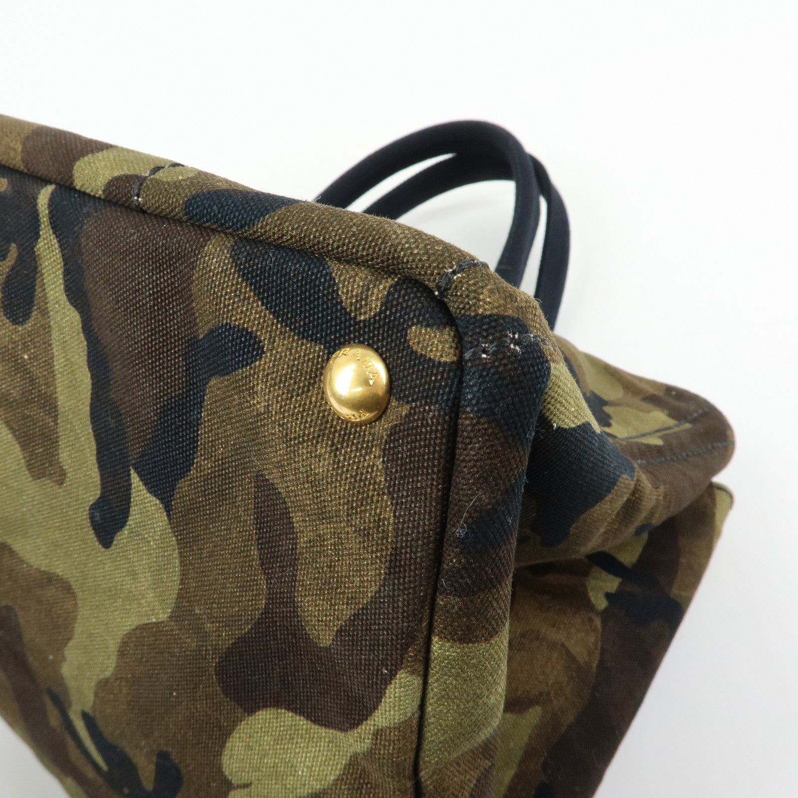 PRADA Triangle Logo Canapa Large Canvas Tote Bag Camouflage B1872B
