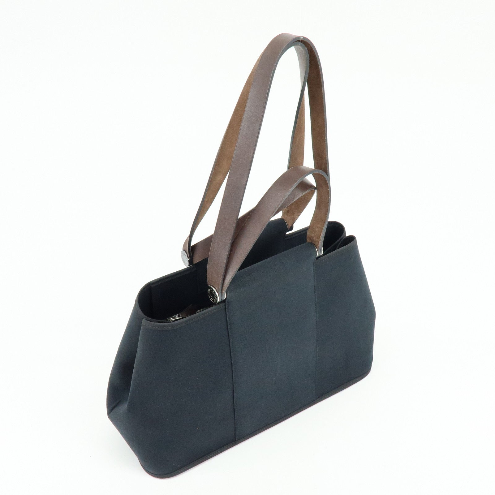 HERMES Cabag Elan PM Toile Officier Leather Tote Bag ▢N Stamped