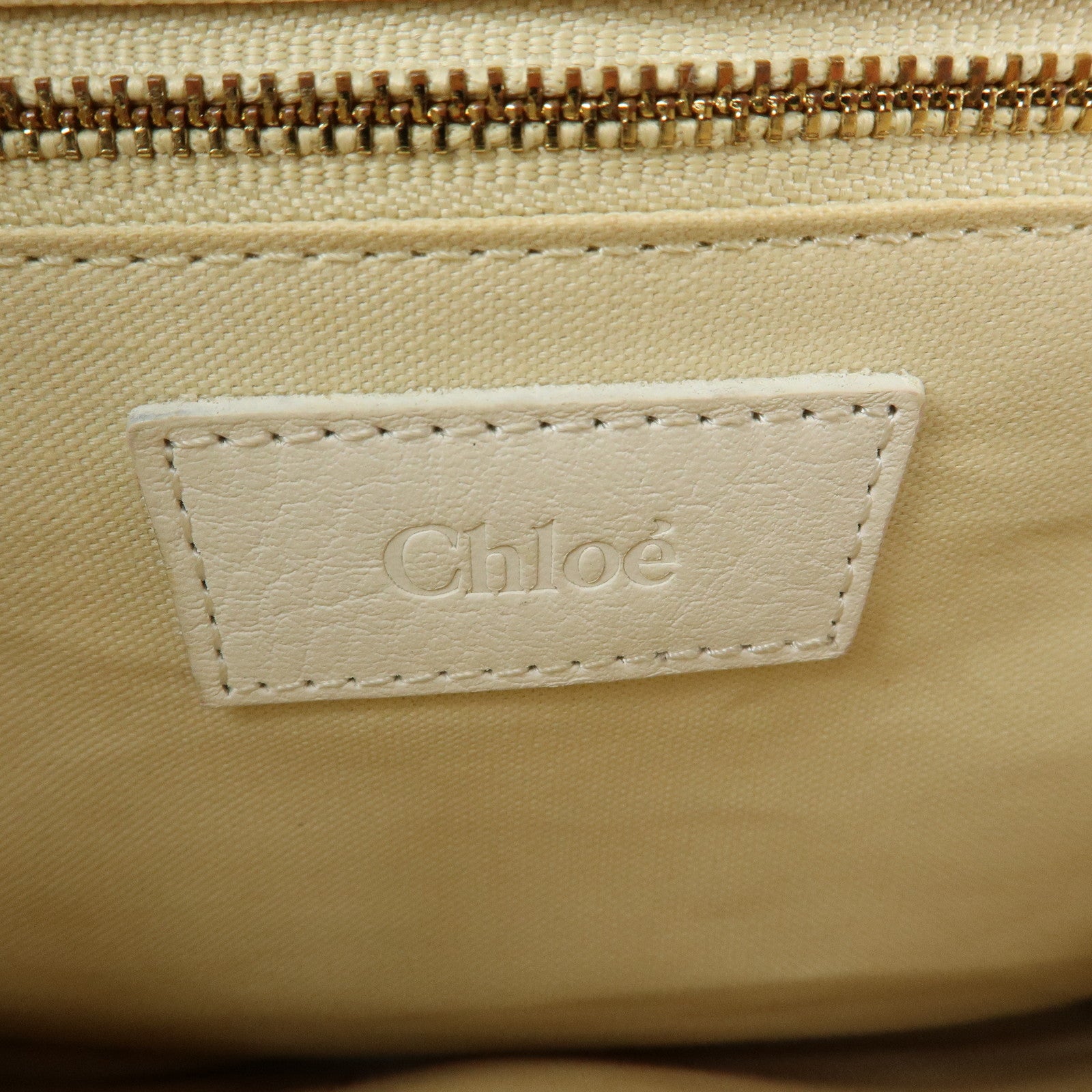 Chloe Raffia Leather Shoulder Bag Hand Bag Natural White