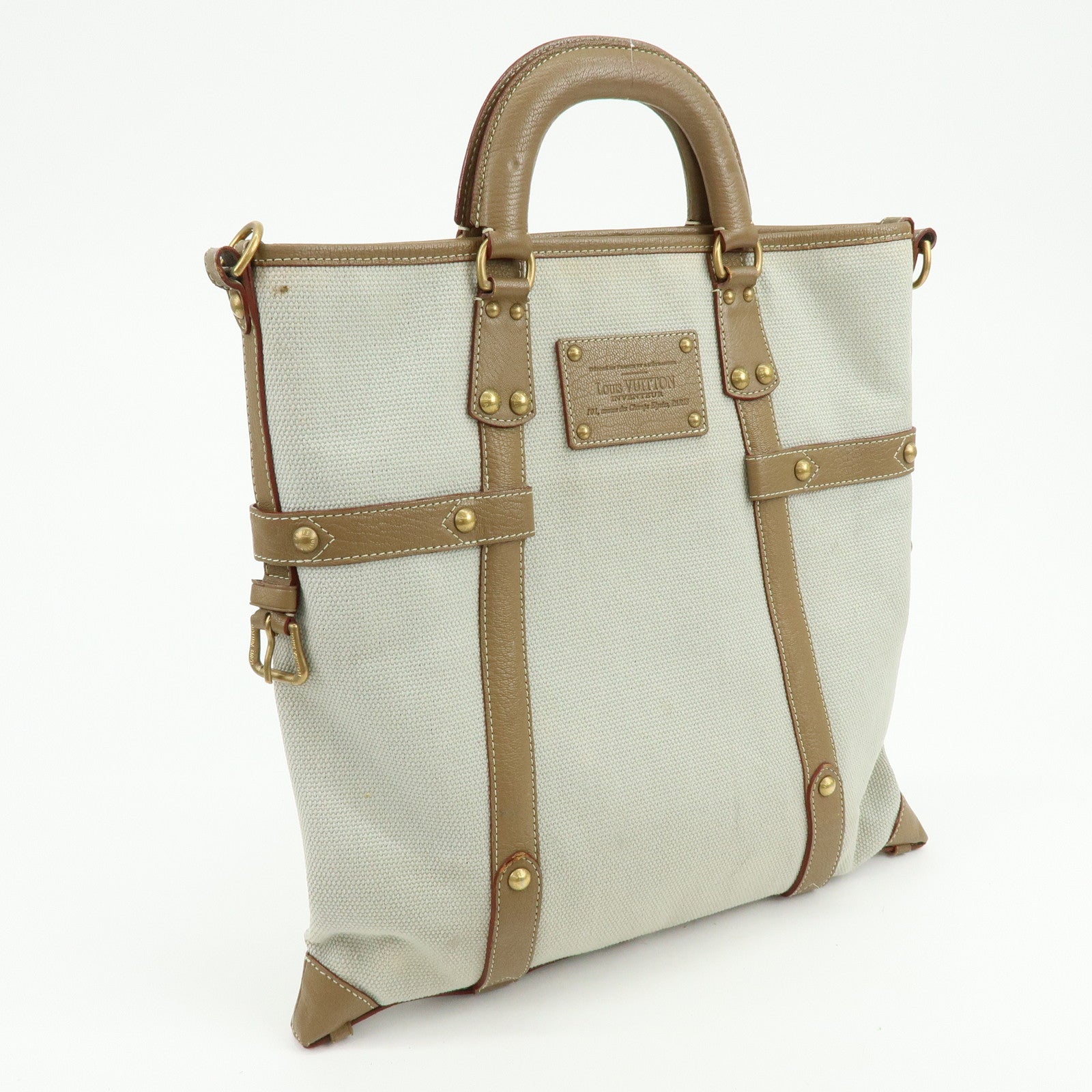 Louis Vuitton Antigua Poaplum GM Canvas Leather Tote Bag M48831