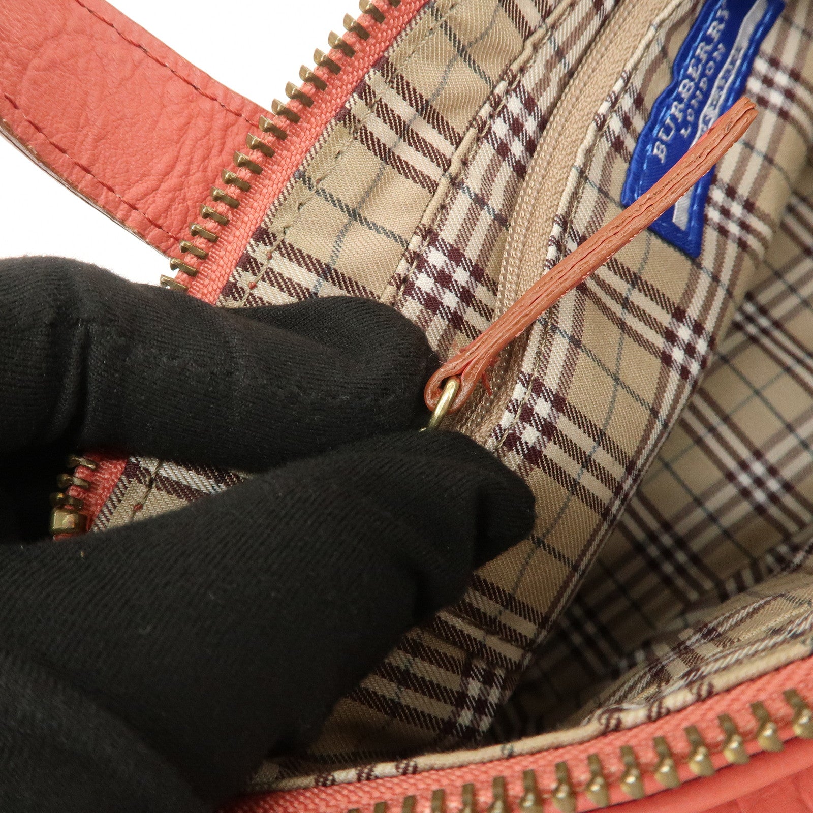 BURBERRY 2Way Bag Hand Bag Pink Gold Hardware