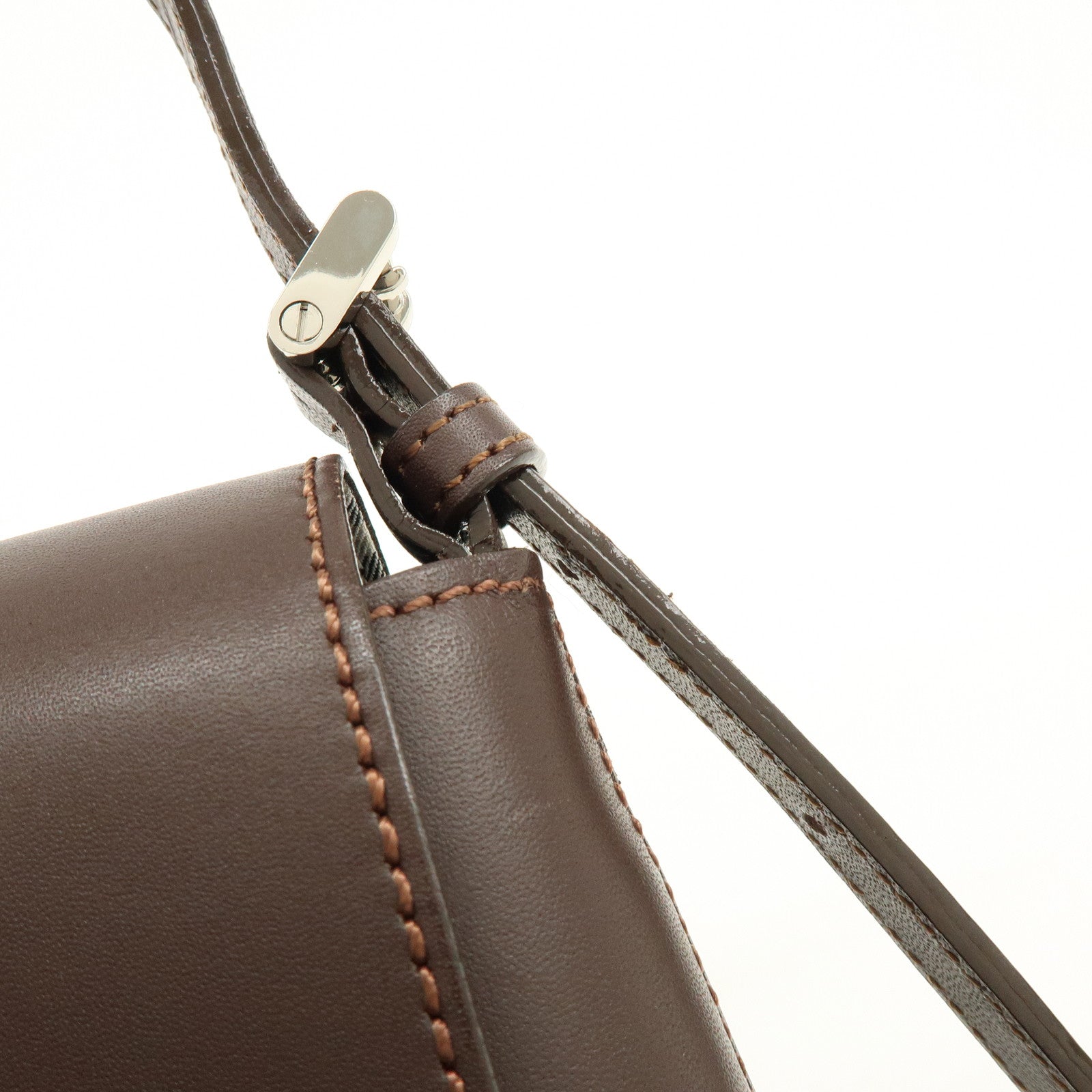 BURBERRY Leather Hand Bag Shoulder Bag Brown