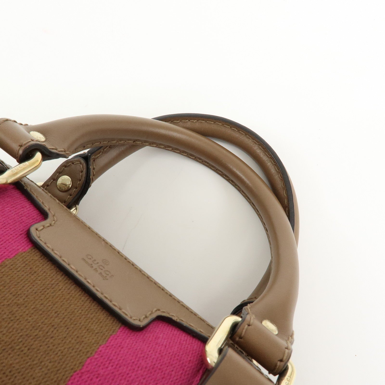 GUCCI Sherry GG Canvas Leather 2WAY Bag Boston Bag Beige 269876