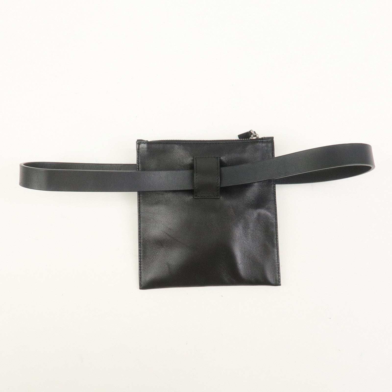 GUCCI Leather Waist Pouch Body Bag Black 037.1312