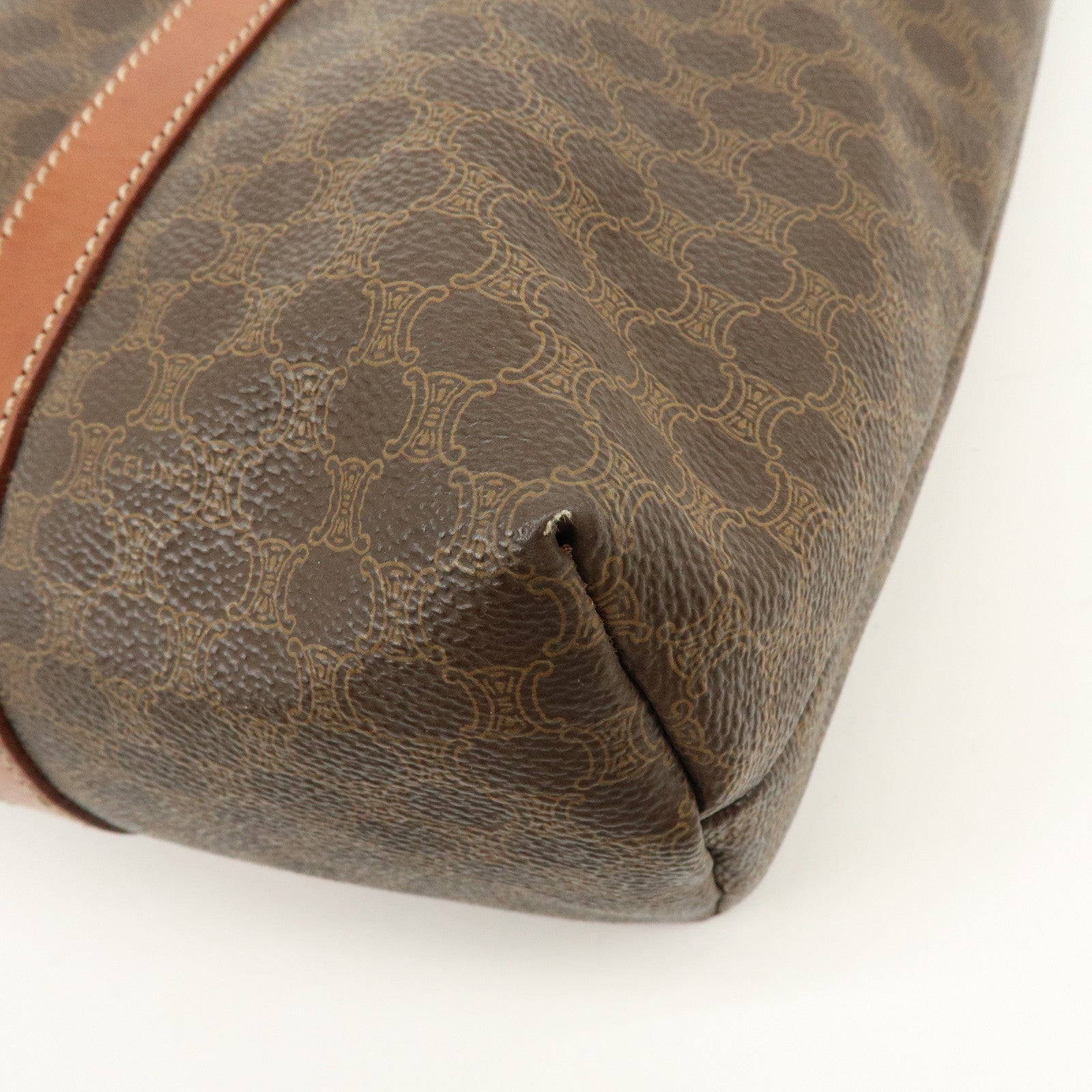 CELINE Macadam PVC Leather Tote Bag Hand Bag Shoulder Bag Brown