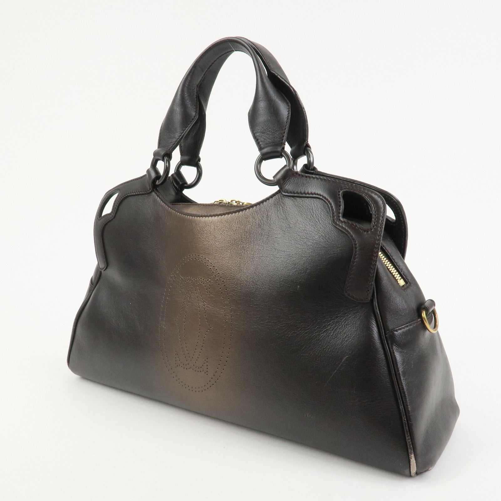 Cartier Marcello de Cartier Leather Hand Bag Dark Brown