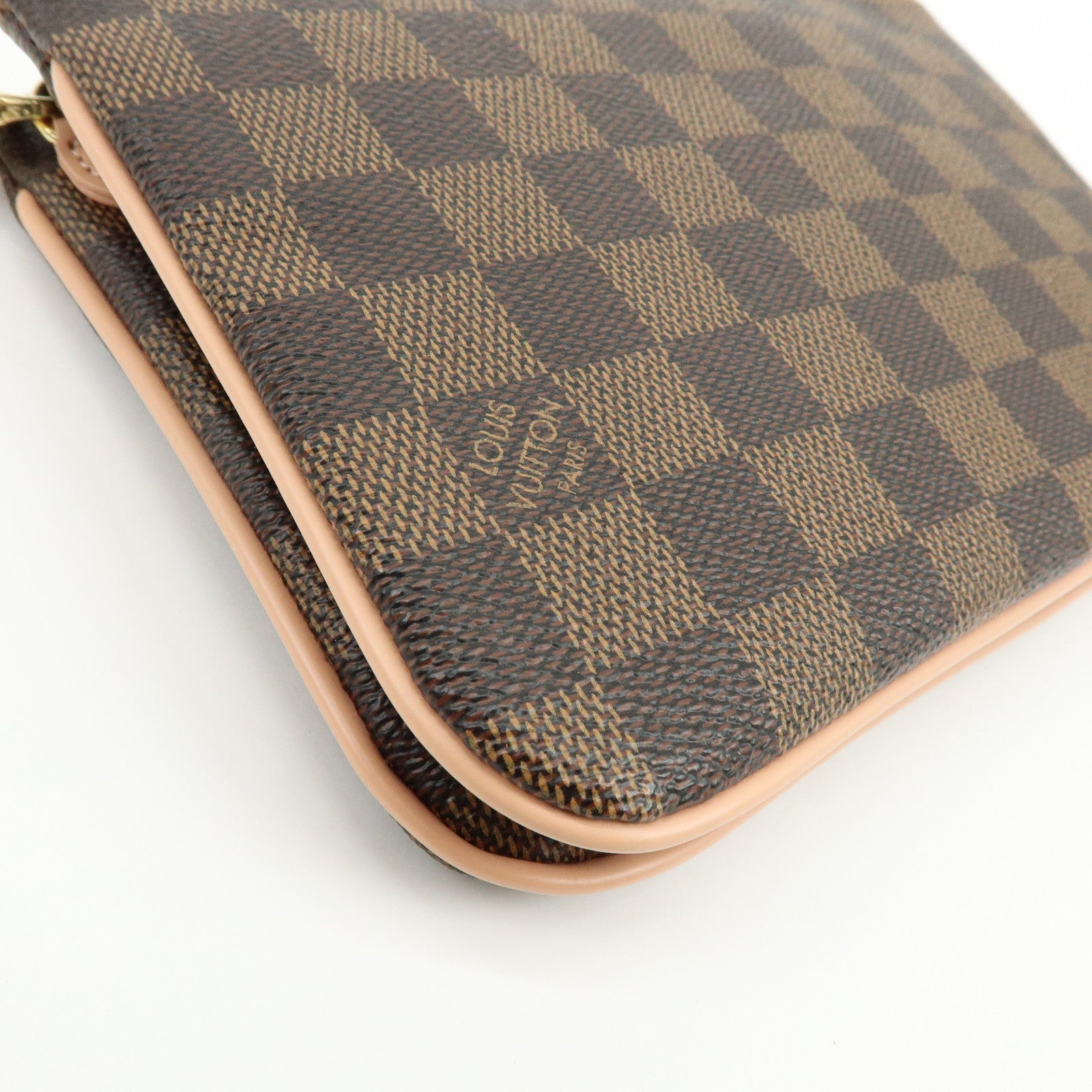 Louis Vuitton Damier Ebene Pochette Double Zip Rose BallerineN60254