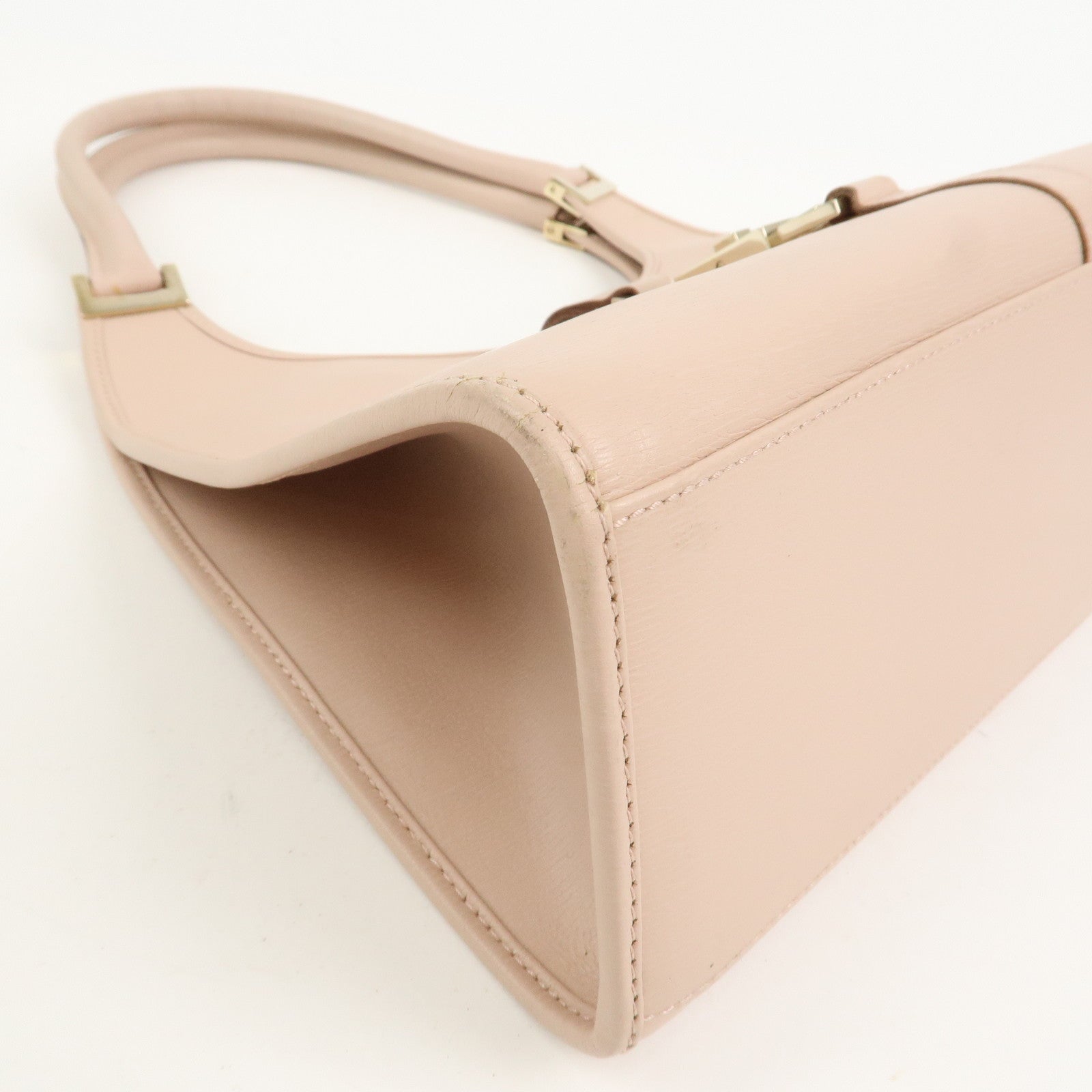 GUCCI Jackie Logo Leather Shoulder Bag Hand Bag Pink 002.1067