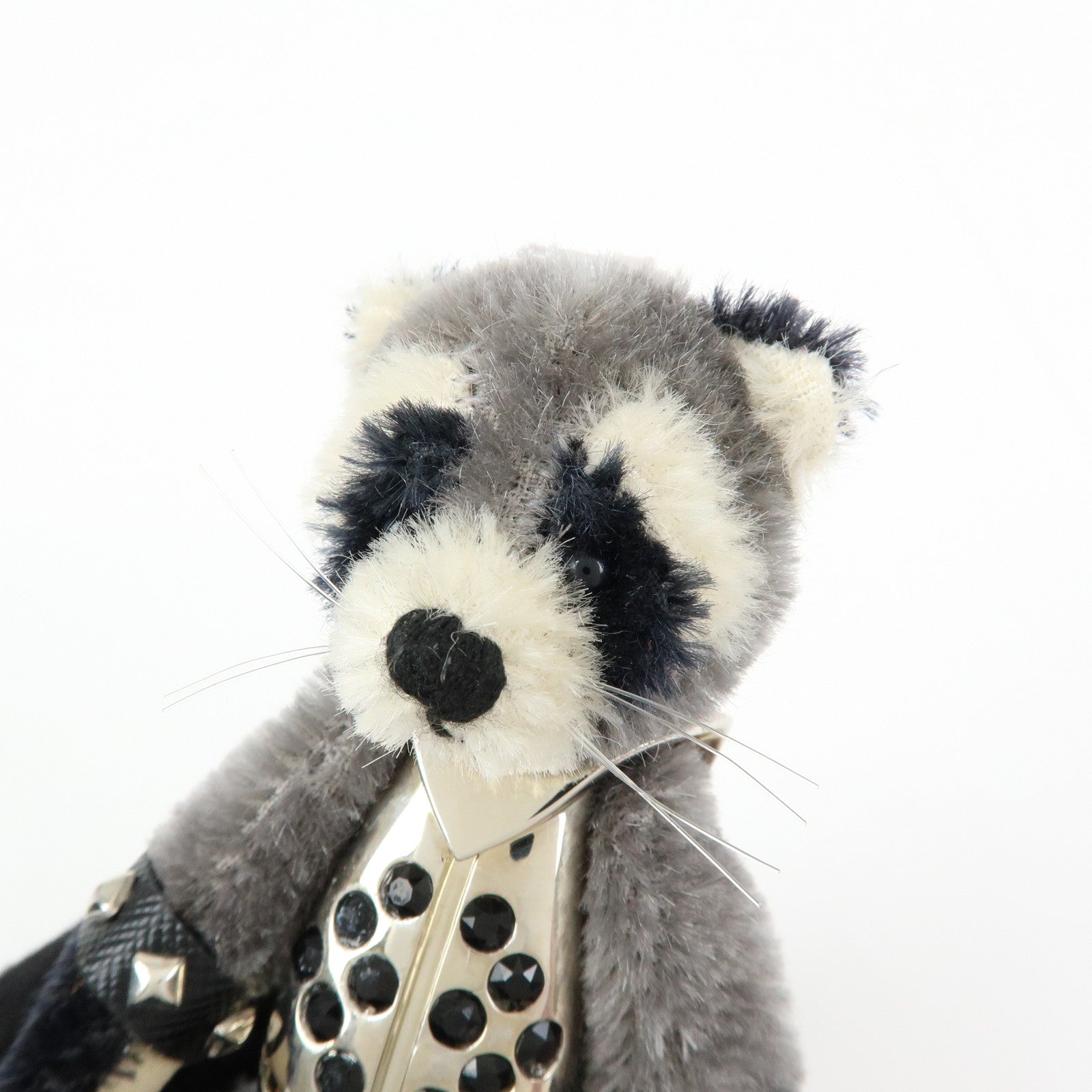 PRADA Beear Polyester Metal Bear Brick Racoon Bag Charm Grey 1ARH56