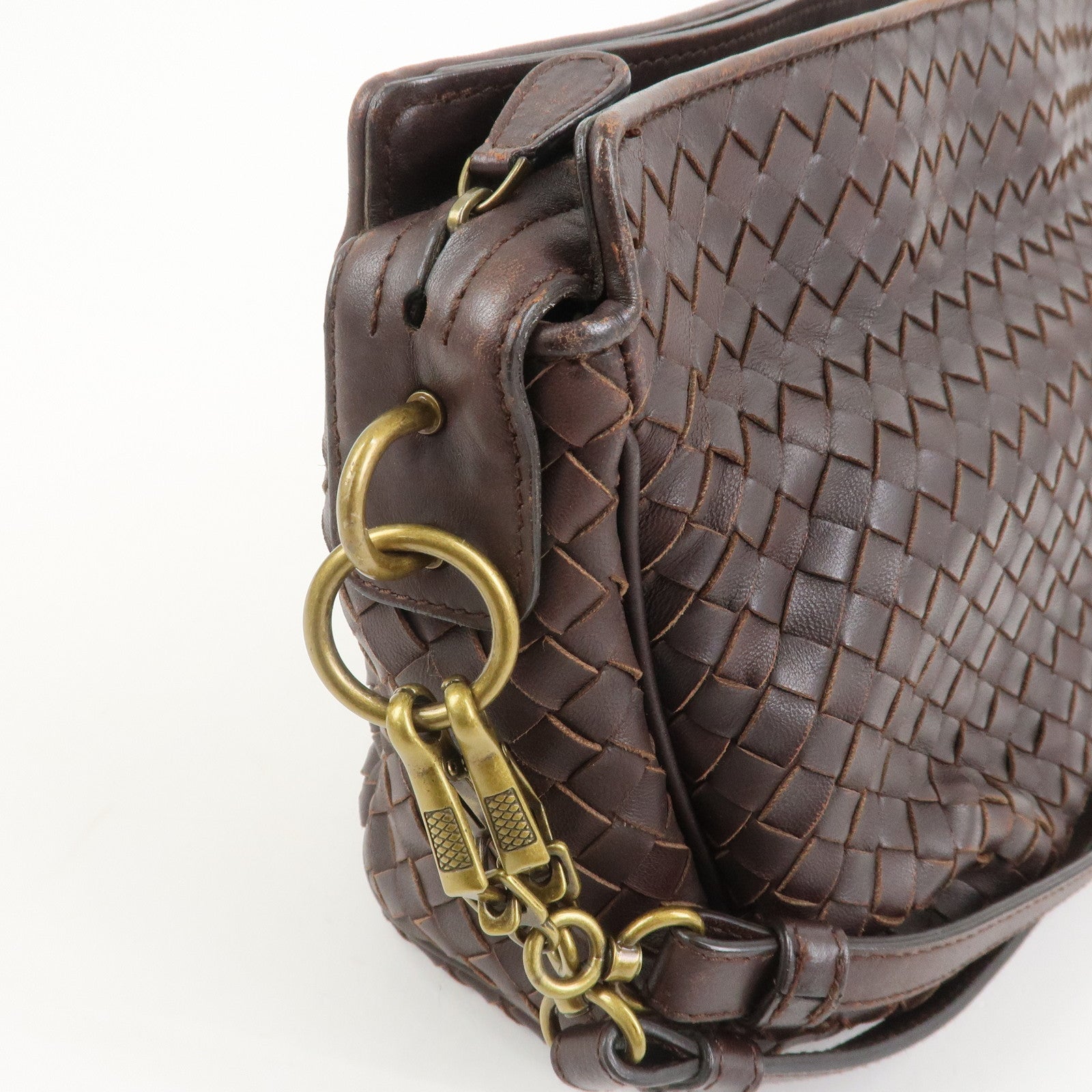 BOTTEGA VENETA Intrecciato Nappa Leather Shoulder Bag Brown