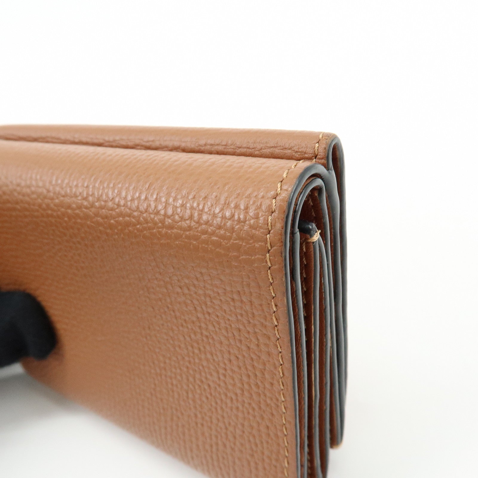 LOEWE Anagram Pebble Grained Calf Compact Tri-fold Wallet Camel