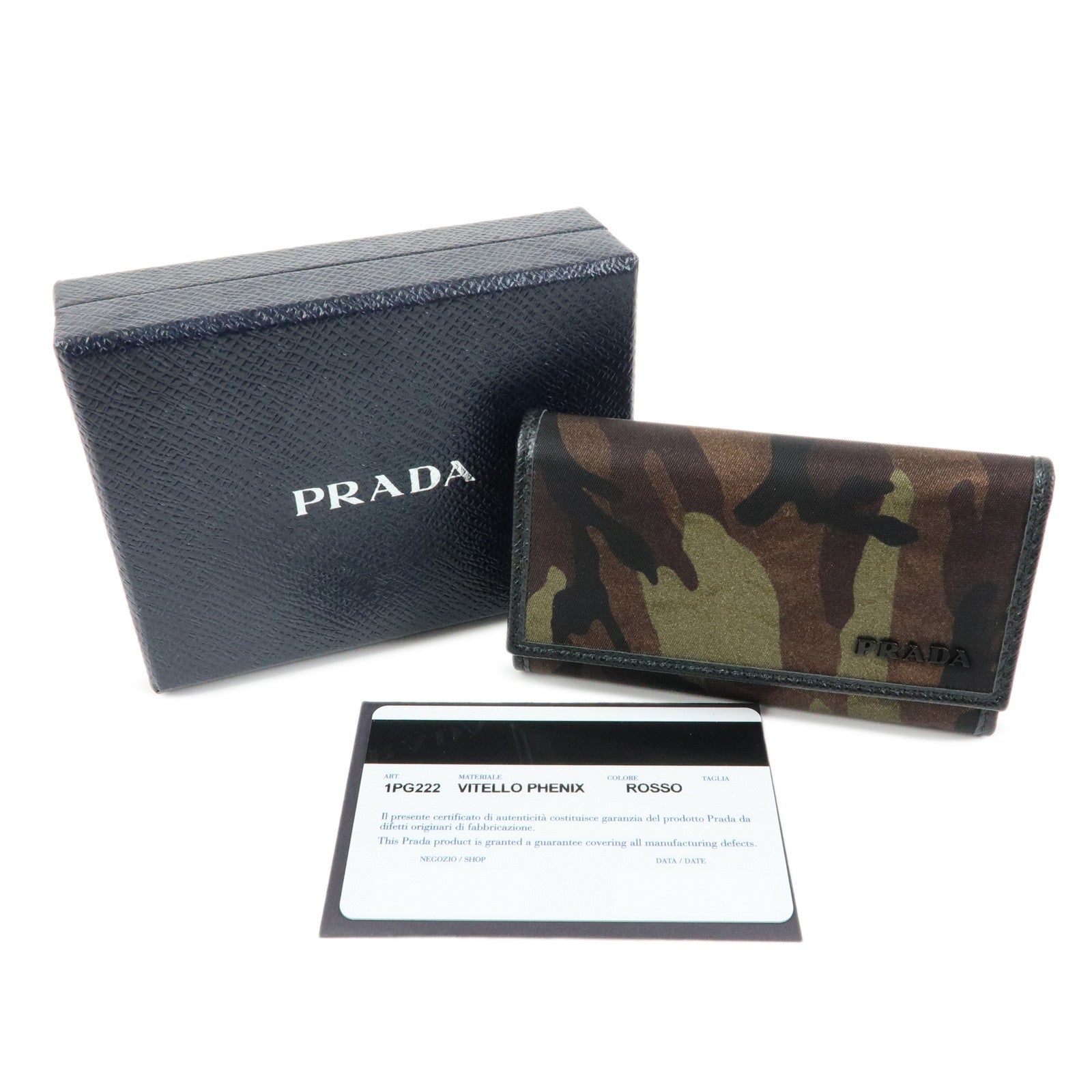 PRADA Nylon Leather 6 Ring Key Case Green Black 1PG222