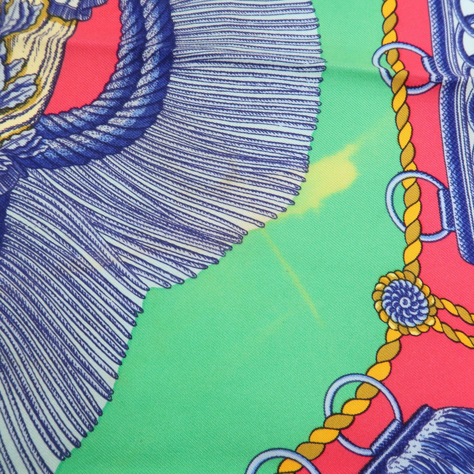 HERMES Carre 90 Silk 100% Scarf Poste et Cavalerie Green Red Blue