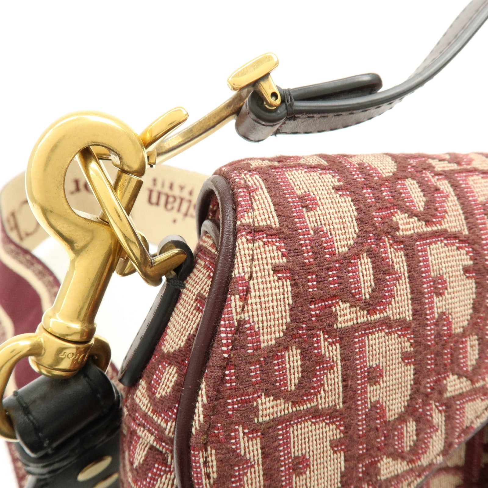 Christian Dior Oblique Jacquard Leather Mini Saddle Bag Hand Bag