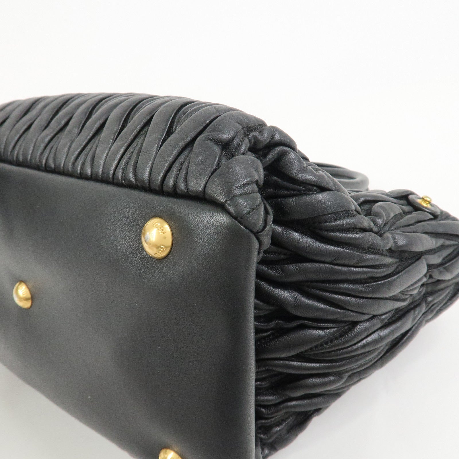 MIU MIU Matelasse Leather 2Way Bag Hand Bag Black RN1069