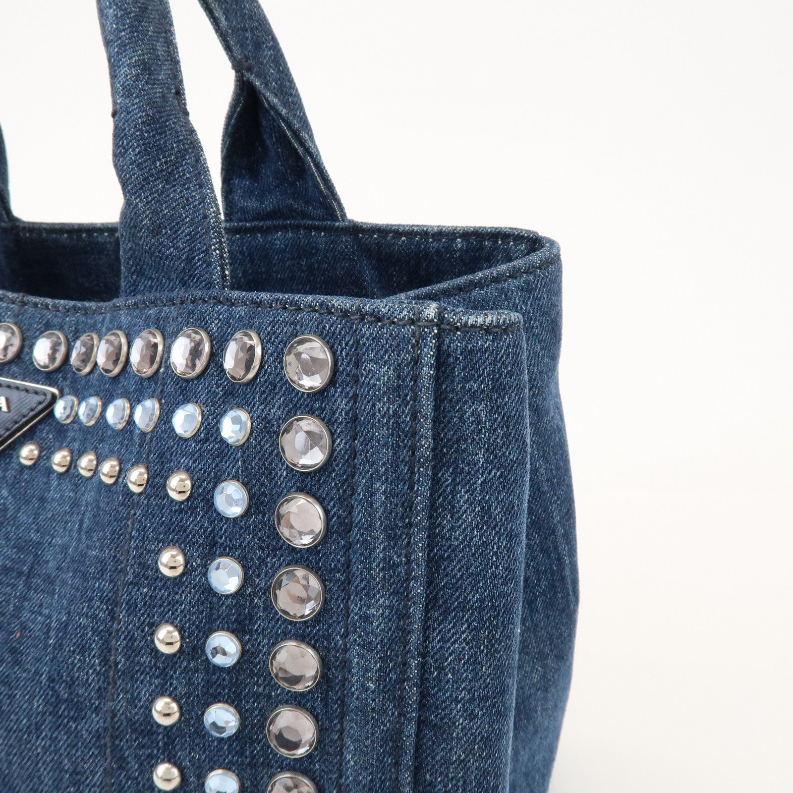 PRADA Canapa Mini 2Way Bag Hand Shoulder Bag Denim Blue B2439G