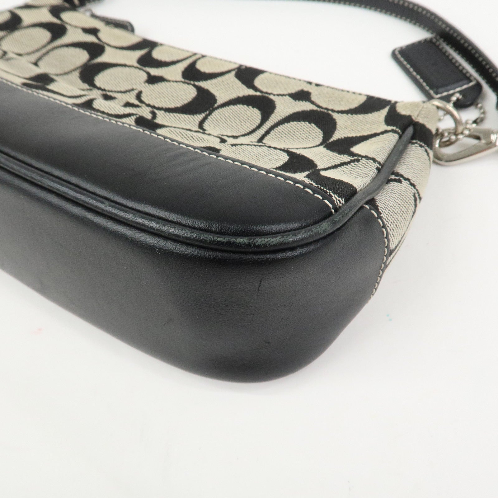 COACH Signature Canvas Leather Set of 2 Hand Bag Black Brown