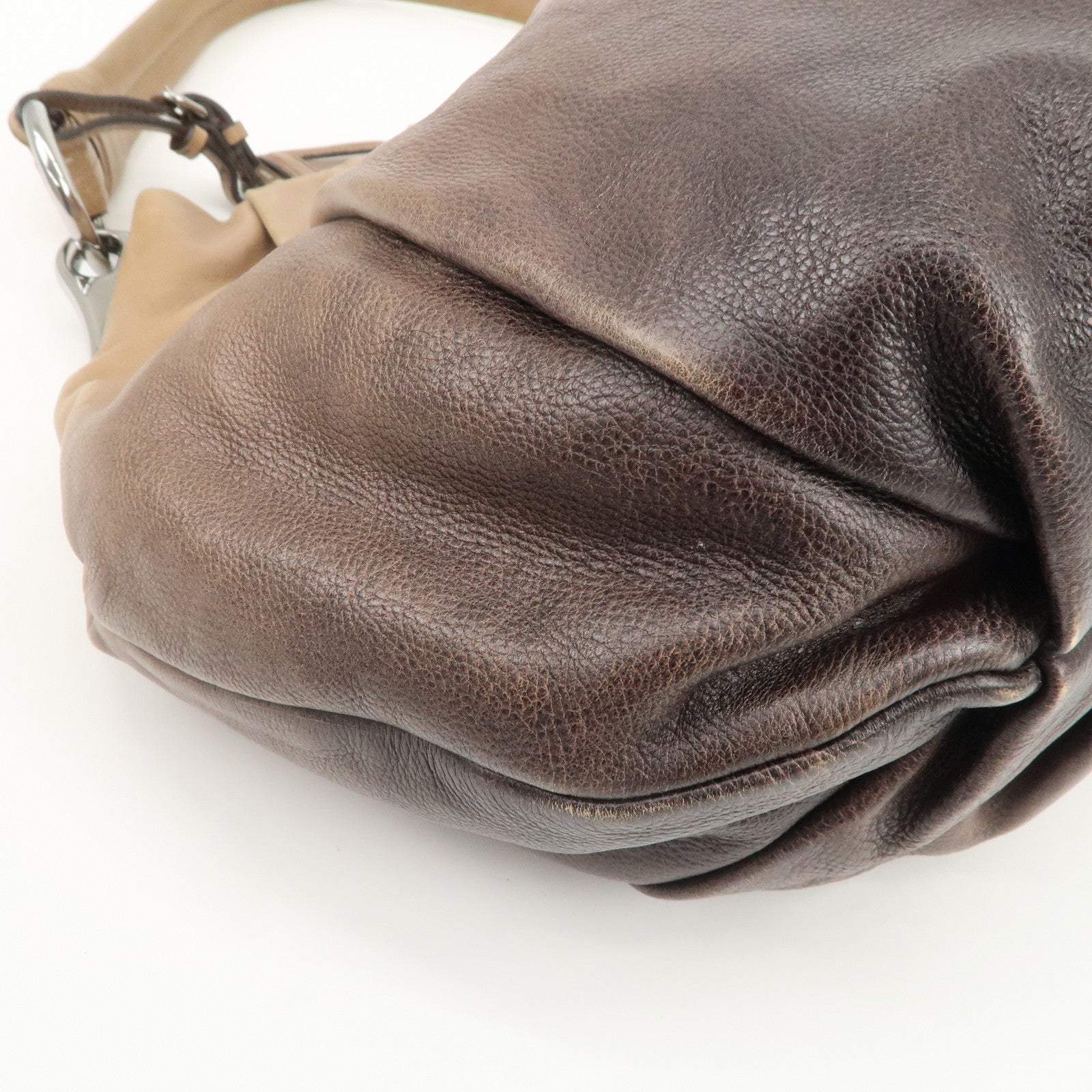 PRADA Leather Gradation Shoulder Bag Brown BR4070