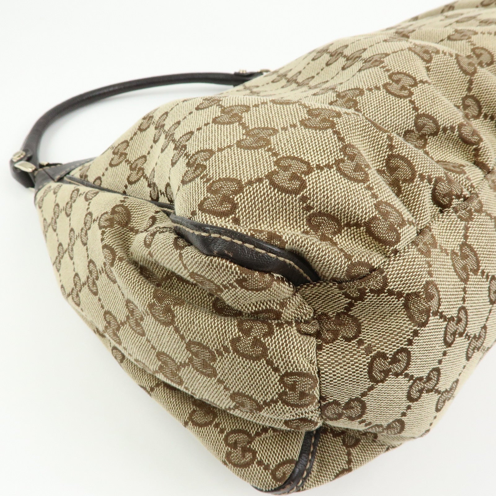 GUCCI Abbey GG Canvas Leather Shoulder Bag Hand Bag Brown 189833