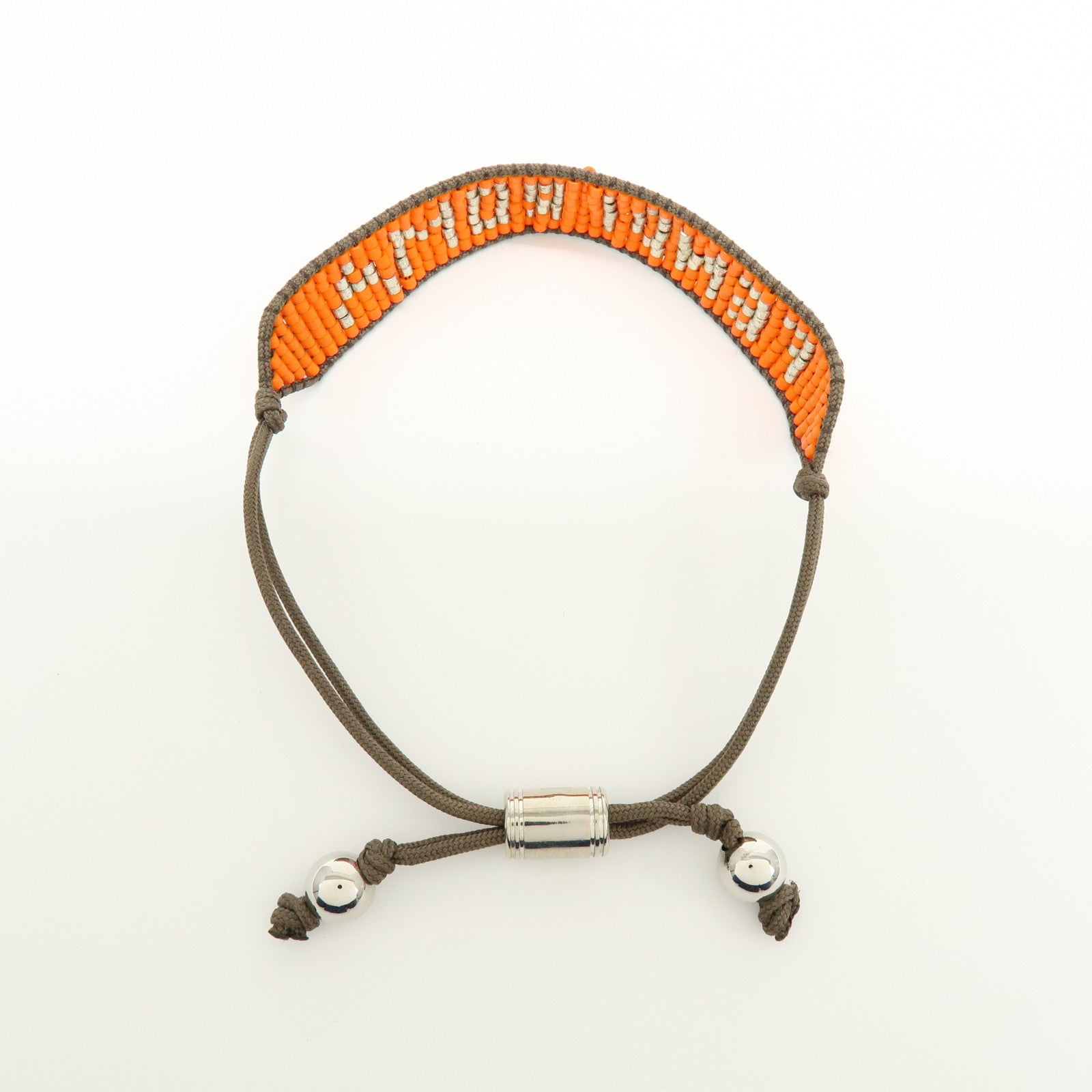 FENDI Beads Nylon Code Bracelet Orange Khaki MV0223