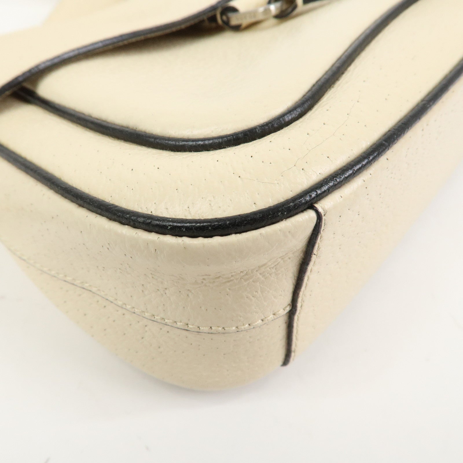 PRADA Logo Leather Shoulder Bag Hand Bag Ivory