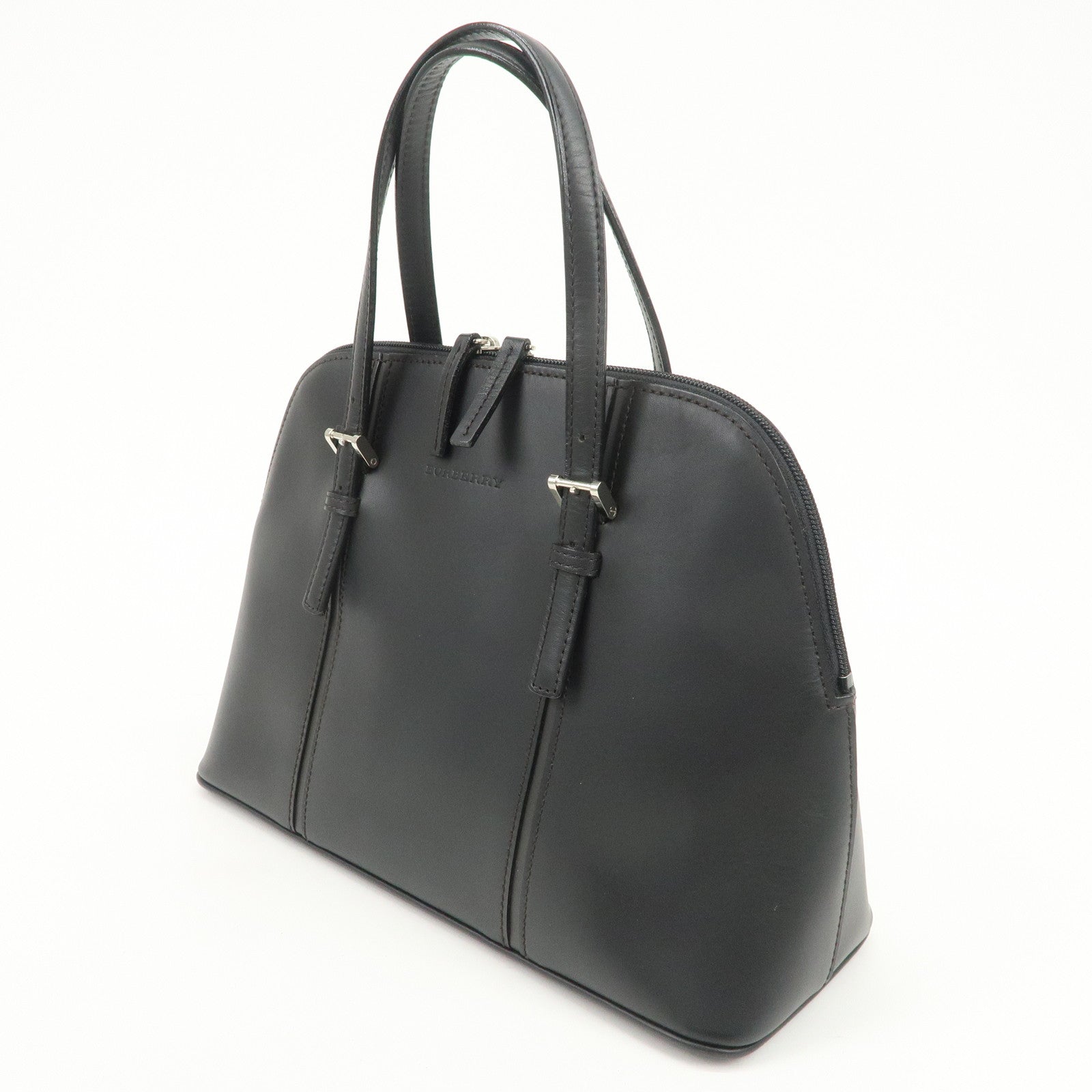 BURBERRY Logo Leather Hand Bag Black