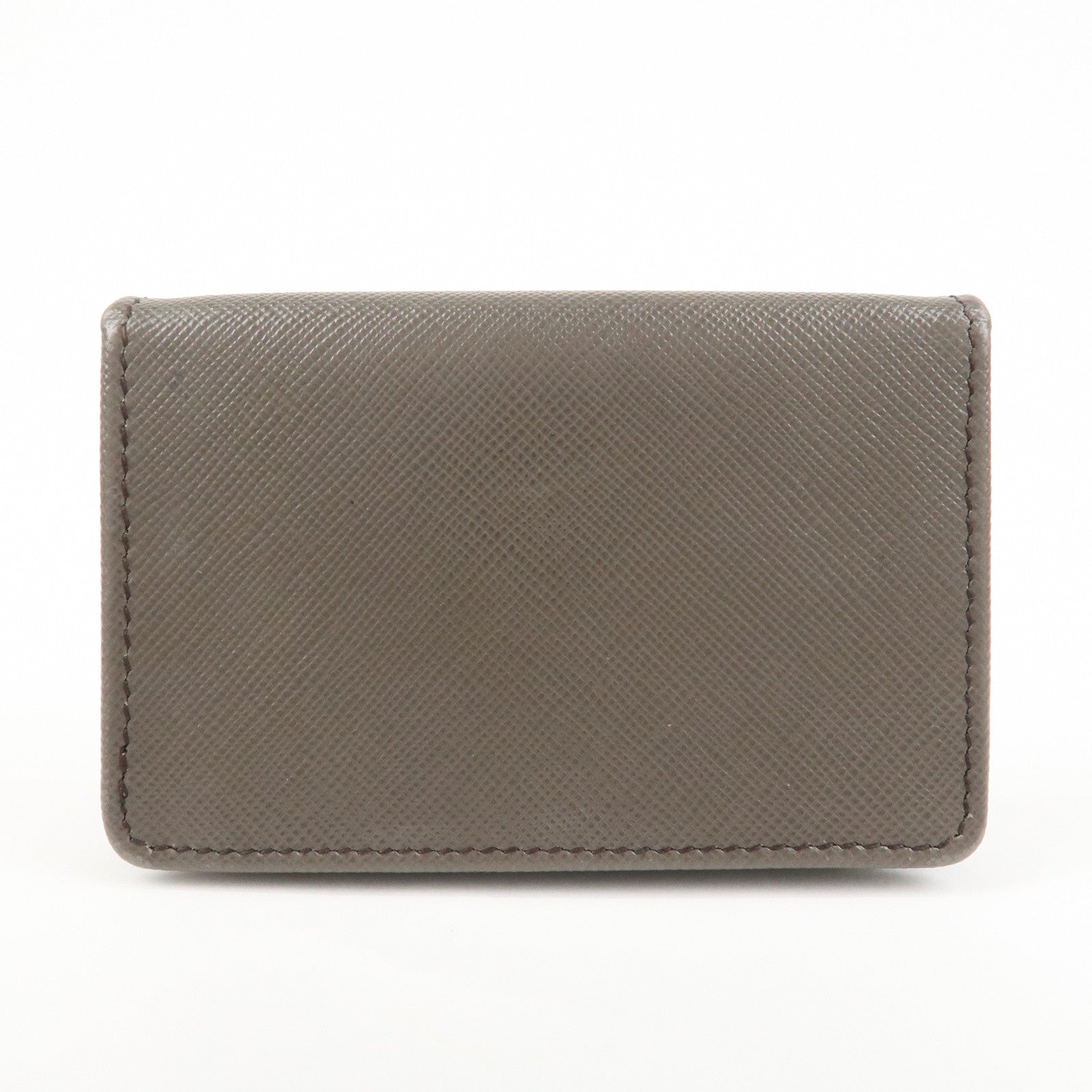 PRADA Logo Saffiano Leather Card Case Card Holder Brown 1MC881