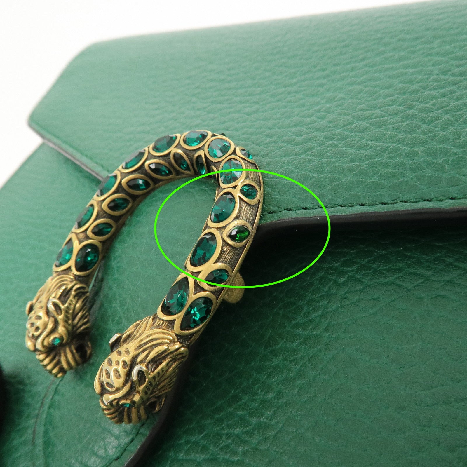GUCCI Dionysus Leather Chain Shoulder Bag Green 401231