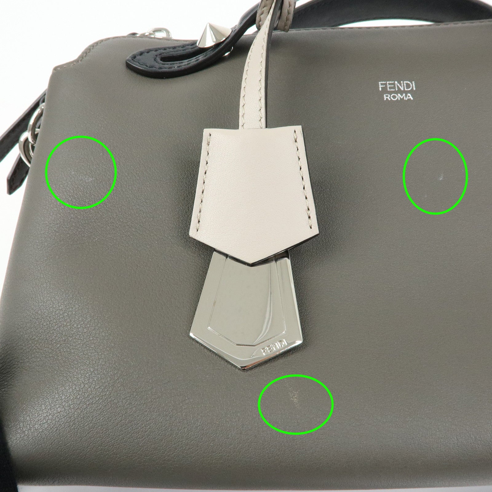 FENDI By The Way Medium Leather 2Way Bag Hand Bag Gray 8BL146