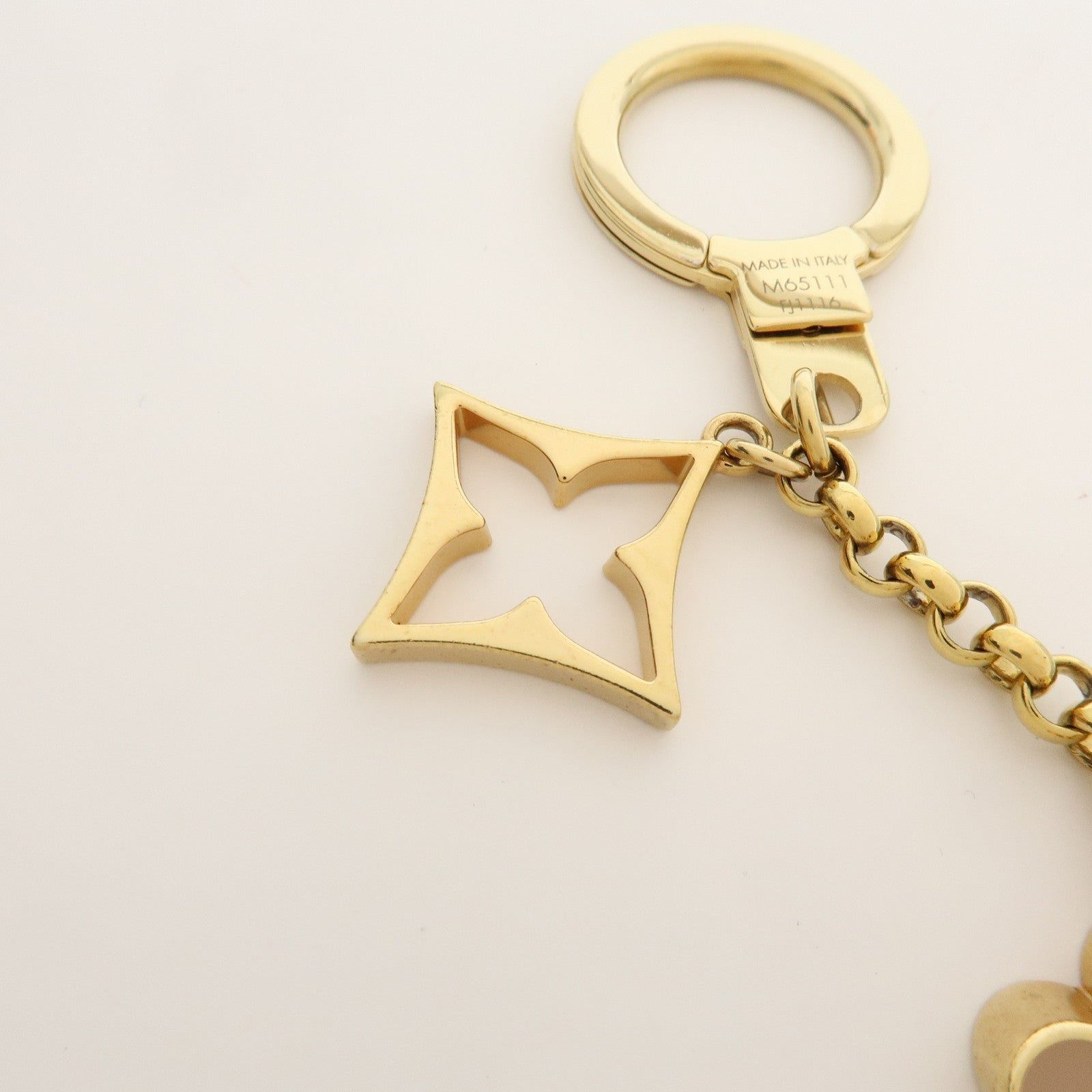 Louis Vuitton Fleur de Monogram Bag Charm Key Chain Gold M65111