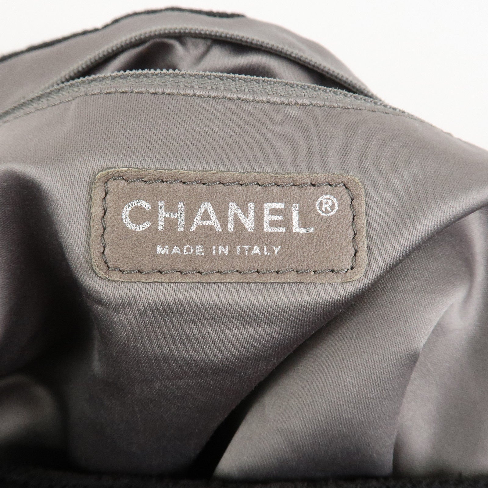 CHANEL Matelasse Canvas Large Shoulder Bag Black Silver
