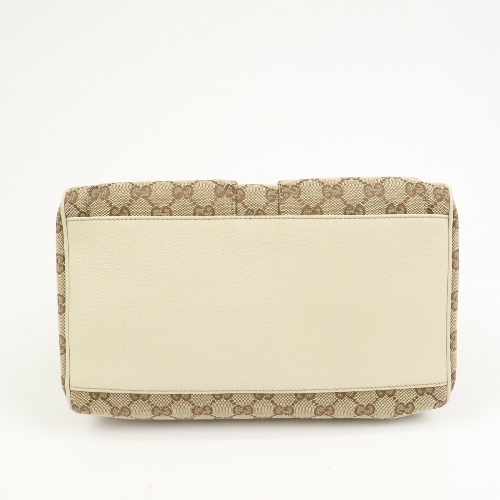 GUCCI GG Canvas Leather Mini Boston Bag Hand Bag Brown Ivory 153026