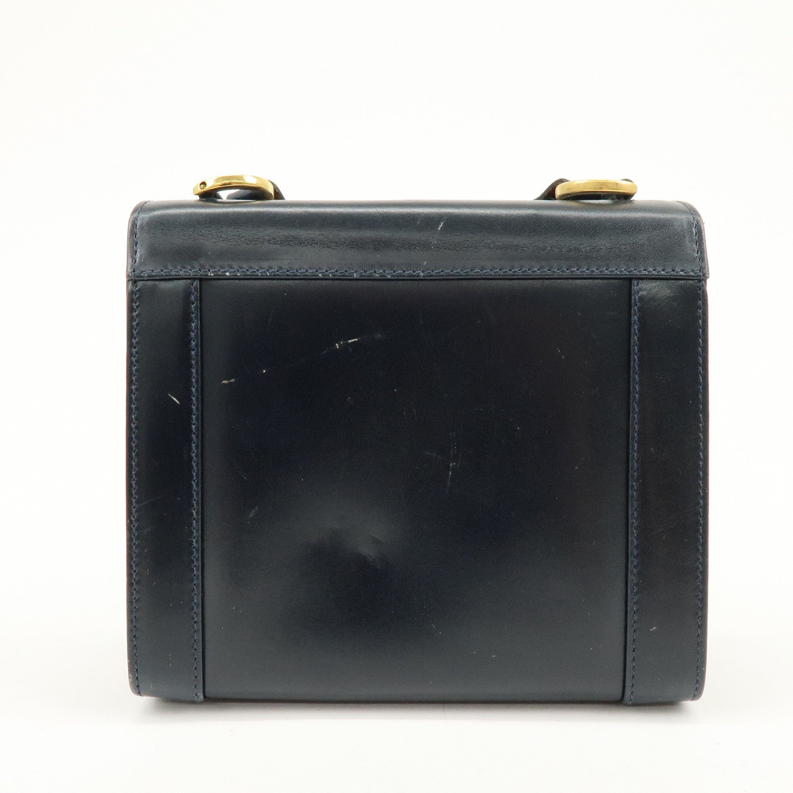 Ferragamo Gancini Leather Shoulder Bag Crossbody Bag Navy