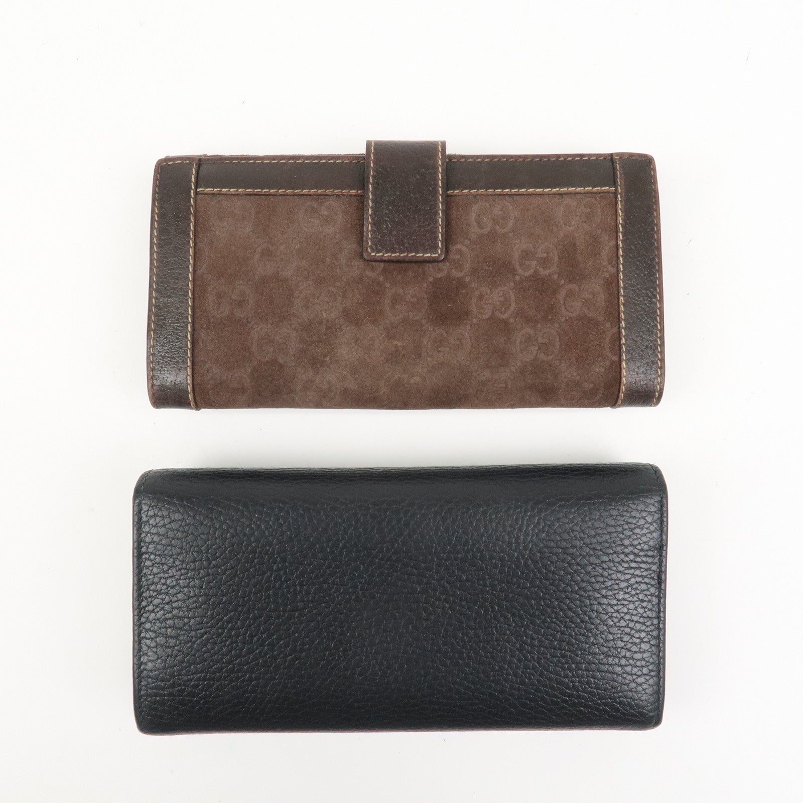 GUCCI Set Of 2 Suede Leather Bi-Fold Long Wallet 499359 153211