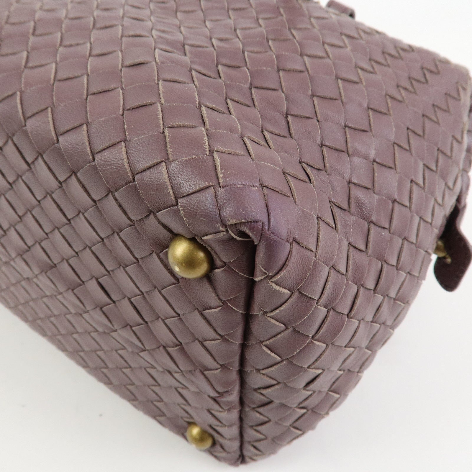 BOTTEGA VENETA Intrecciato Leather Boston Bag Purple 173398