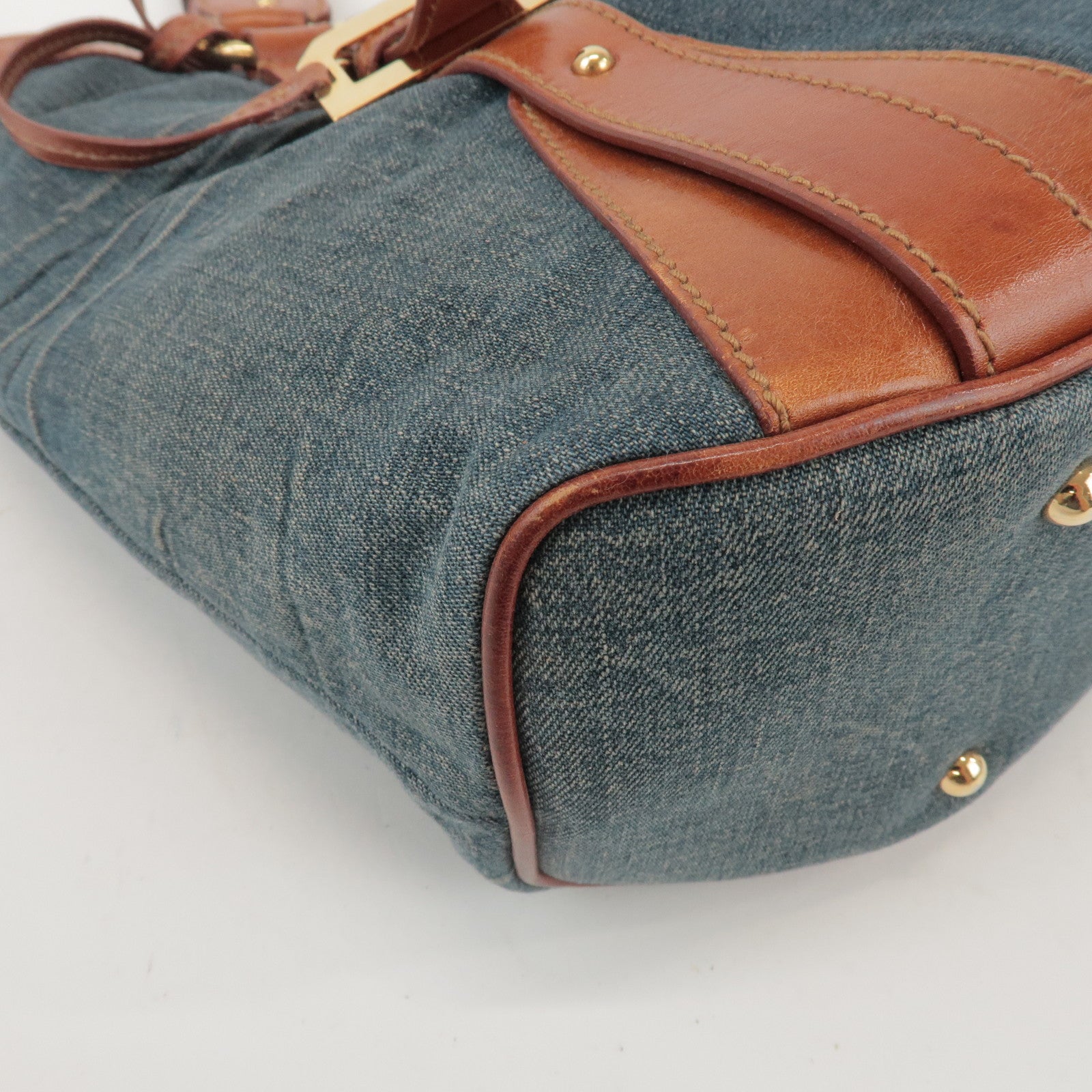 Dolce&Gabbana Denim Leather Tote Bag Shoulder Bag Denim Brown